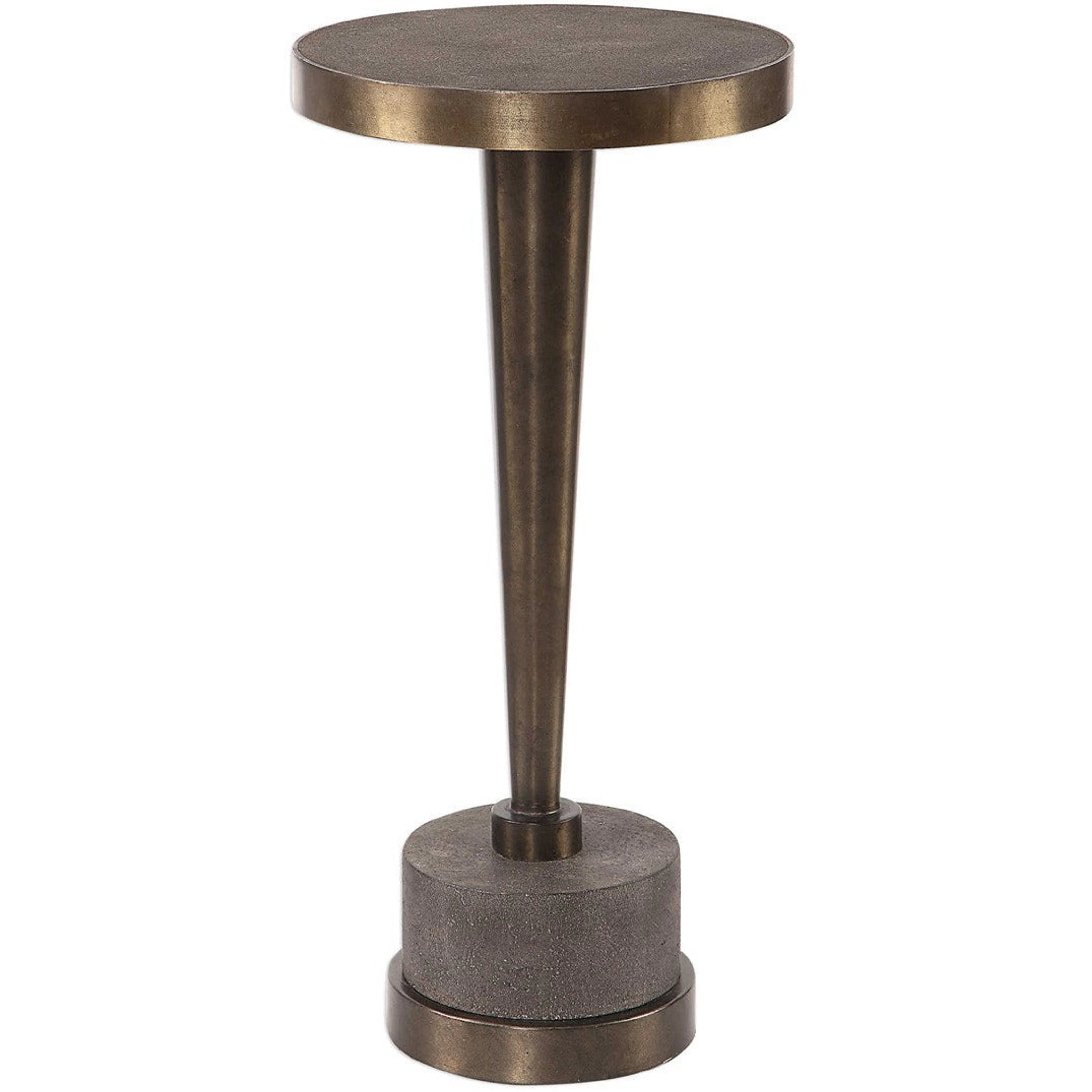 Uttermost Masika Natural Gray Concrete With Bronze Steel Drink Table - Image 2