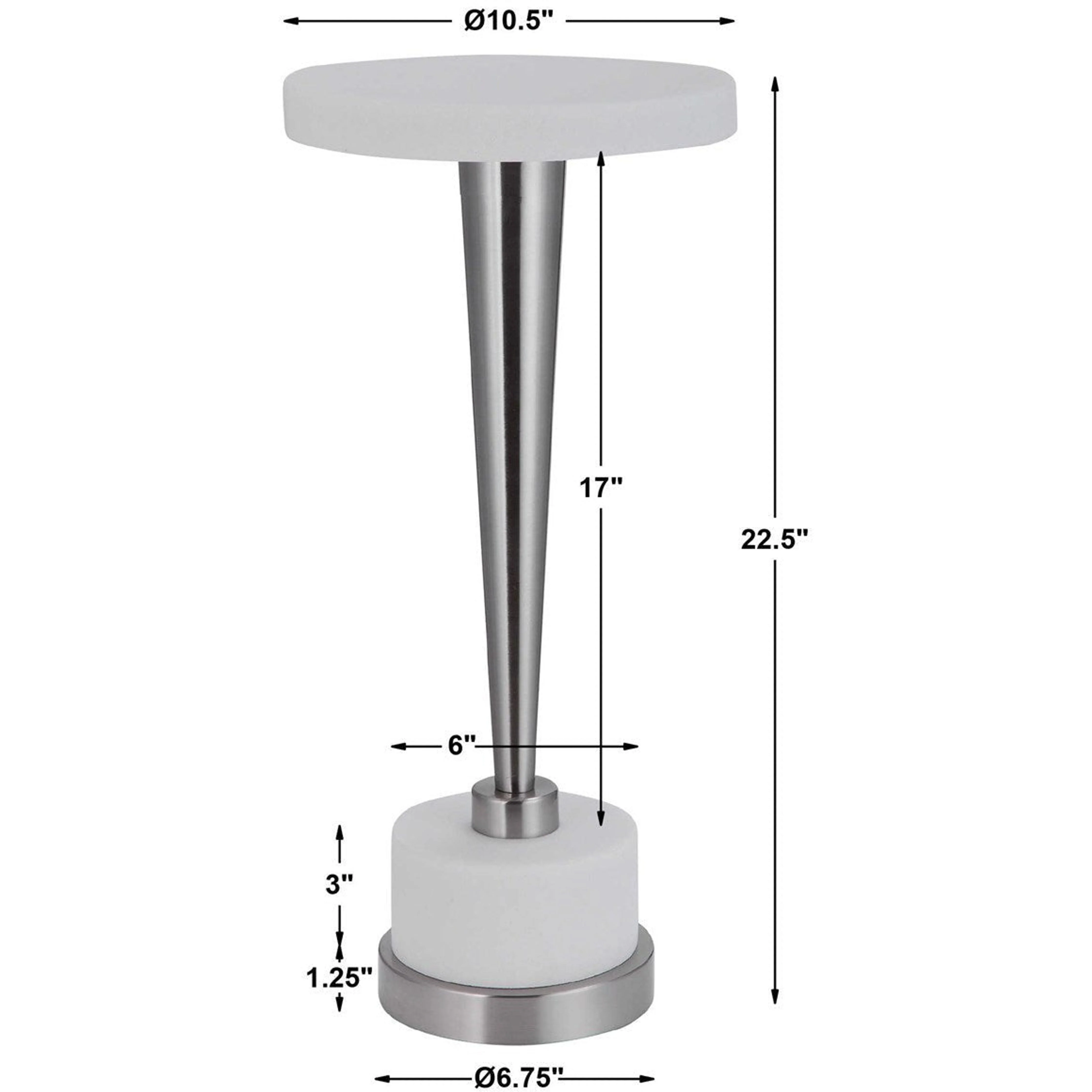 Uttermost Masika White Marble Top With Brushed Nickel Modern Drink Table - Image 8