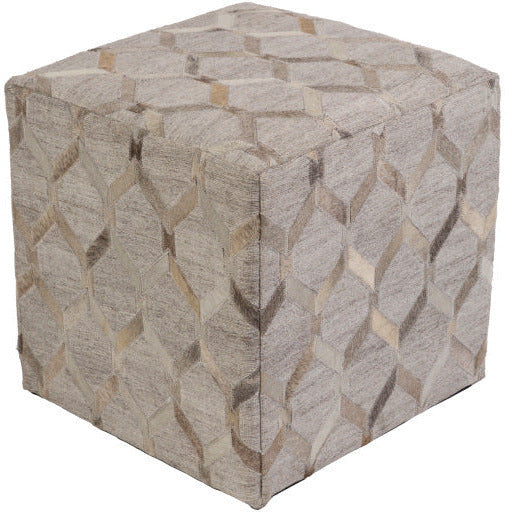 Surya Medora Modern Charcoal, Gray & Beige Pouf Ottoman MDPF-003