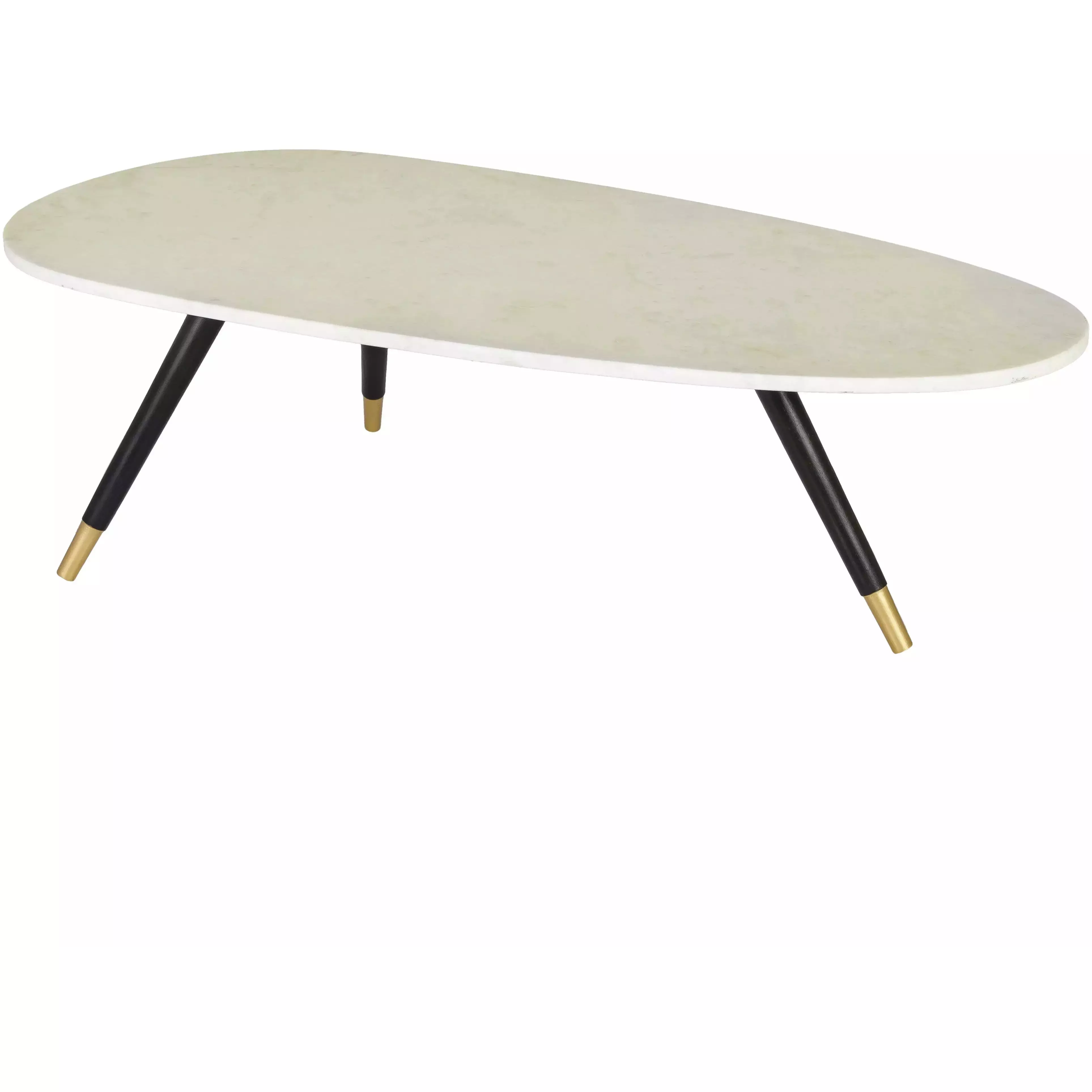 Surya Miami Modern White Marble Top With Black & Brass Base Coffee Table MII-001 - Image 2