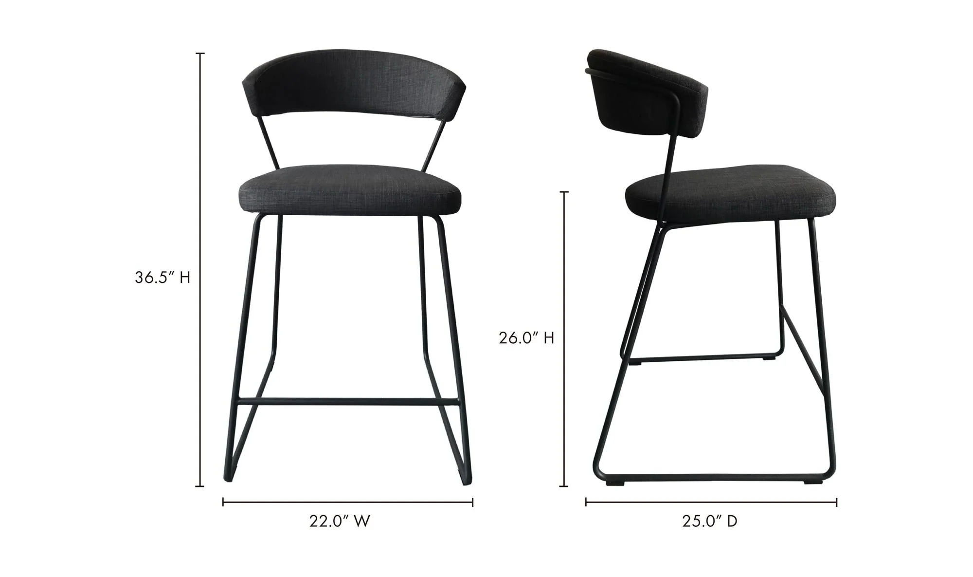 Moe's Home Adria Counter Stool Dark Grey - Image 6