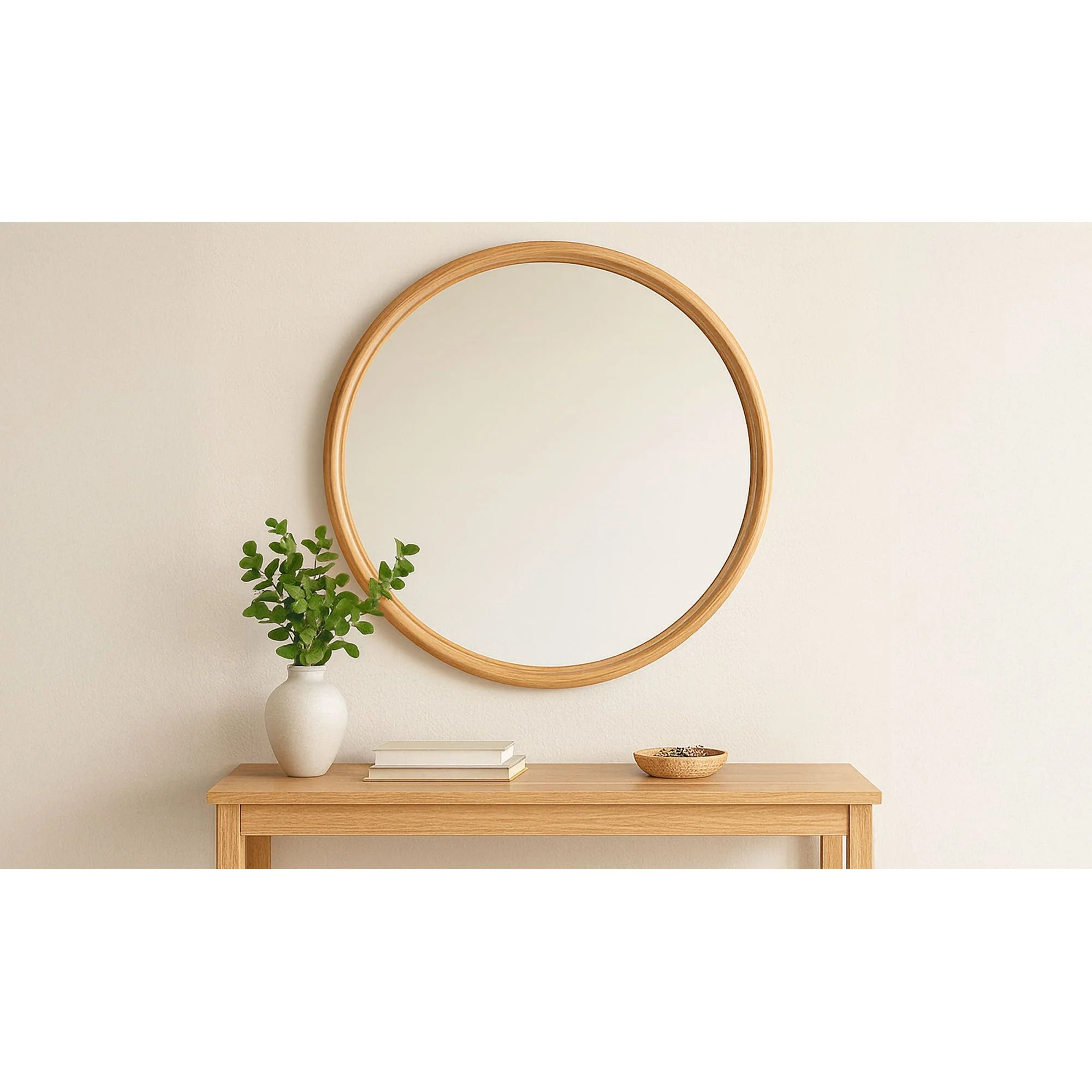 Moe's Home Alcott Large Round Mirror Oak - Image 2