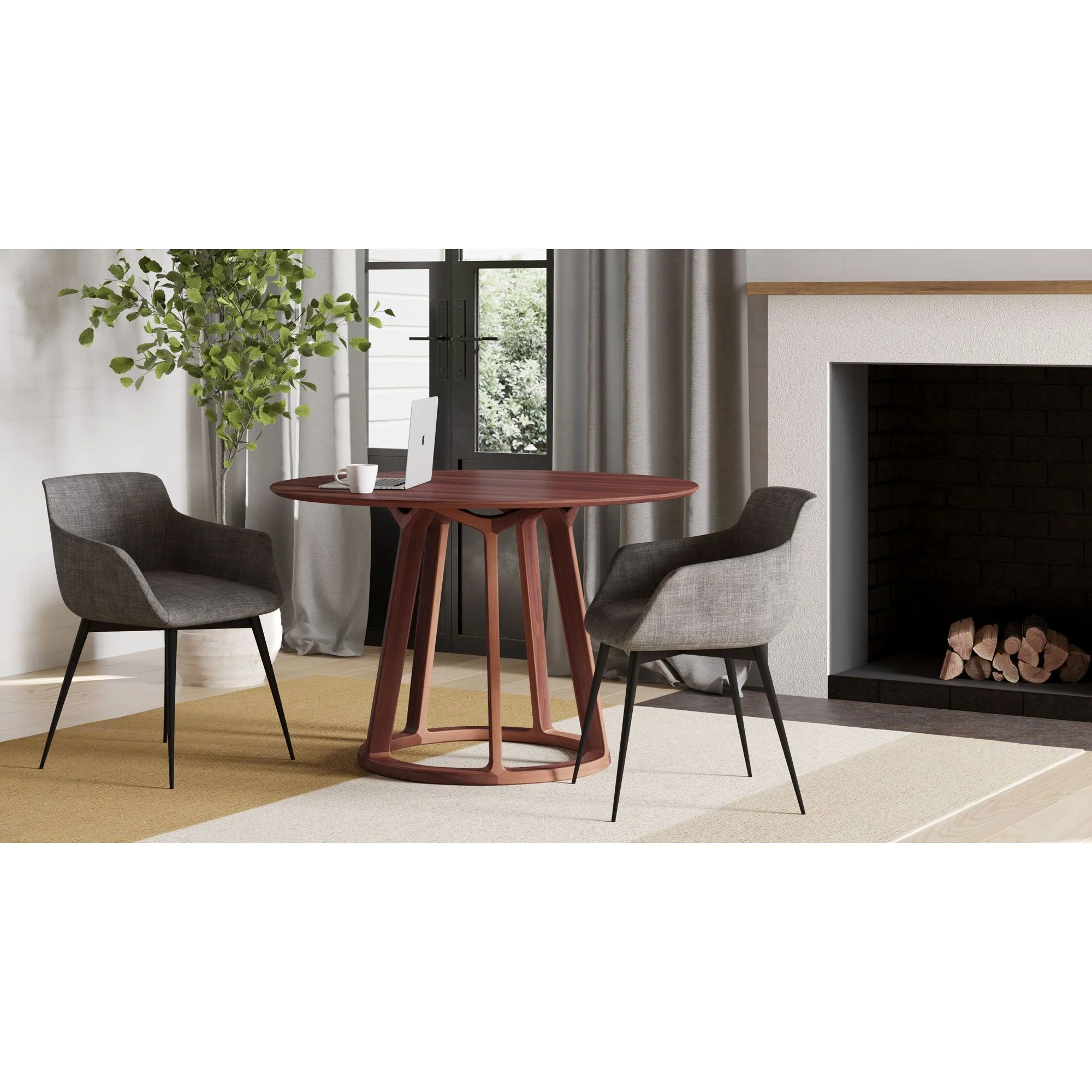 Moe's Home Aldo Round Dining Table Walnut - Image 2
