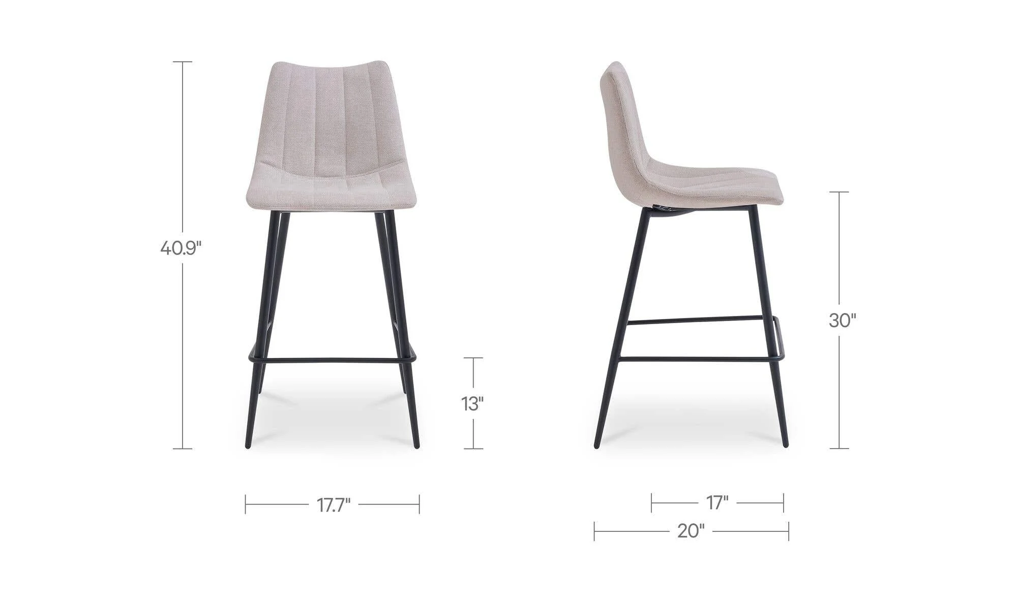 Moe's Home Alibi Bar Stool Beige-Set of Two - Image 9