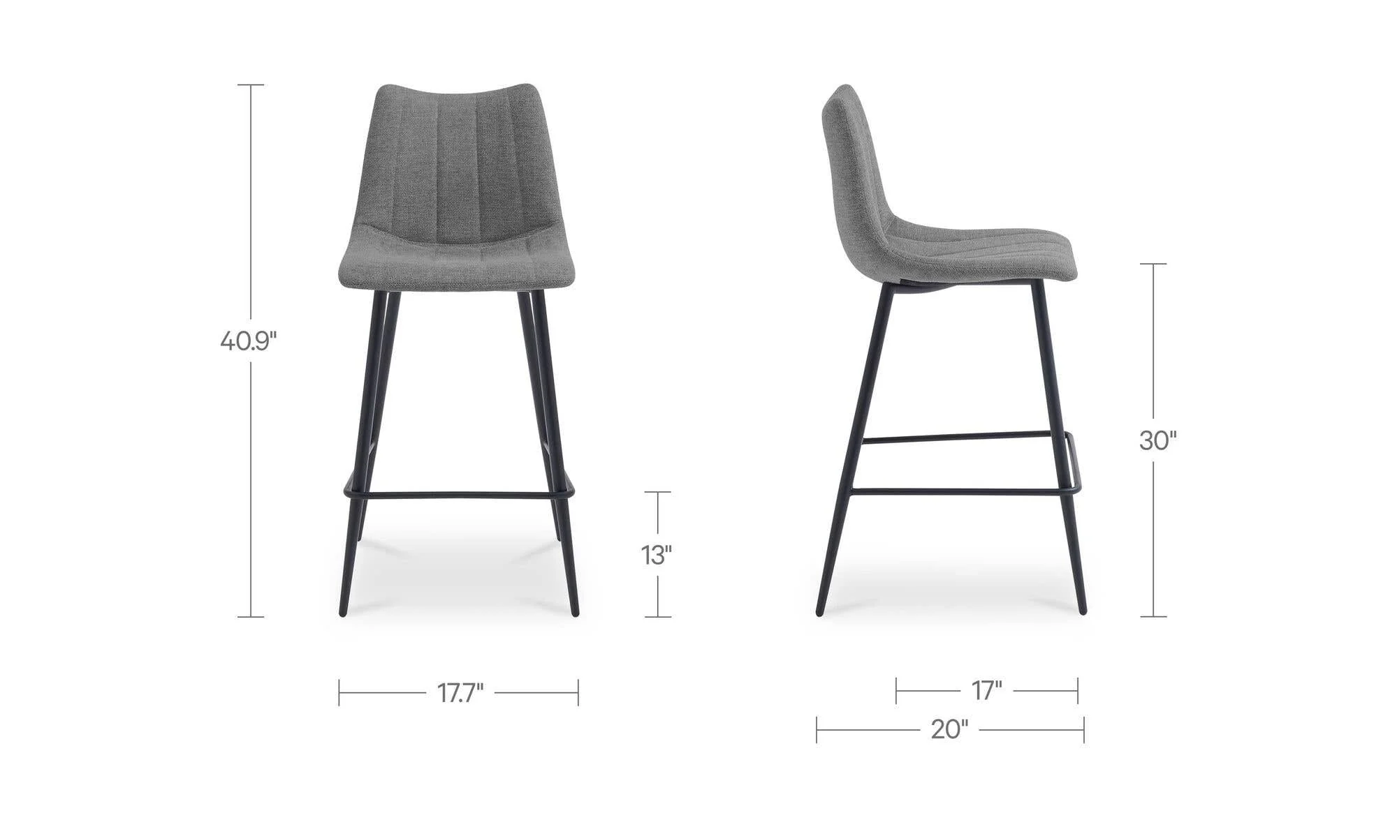 Moe's Home Alibi Bar Stool Dark Grey-Set of Two - Image 8