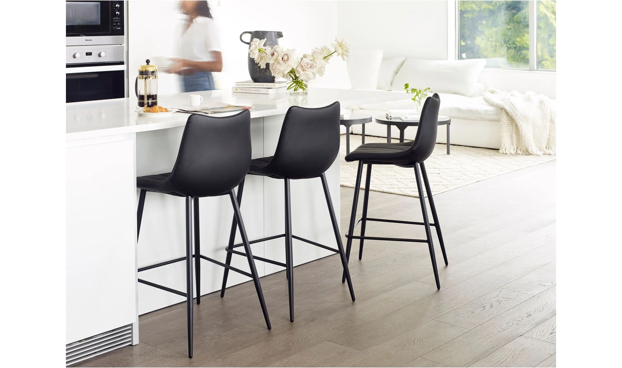 Moe's Home Alibi Barstool Matte Black - Set Of Two - Image 2