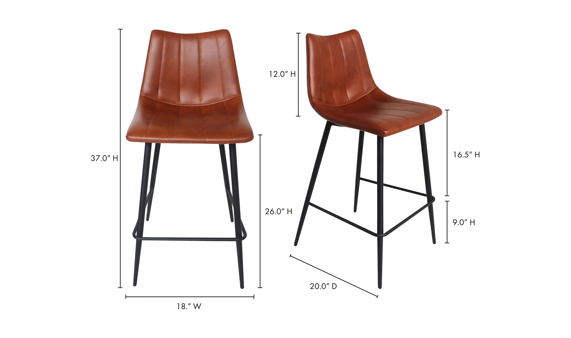 Moe's Home Alibi Counter Stool Brown - Set Of Two - Image 12