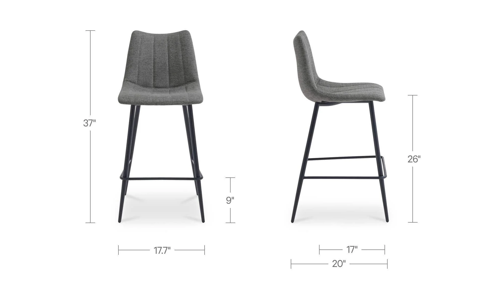 Moe's Home Alibi Counter Stool Dark Grey-Set of Two - Image 8
