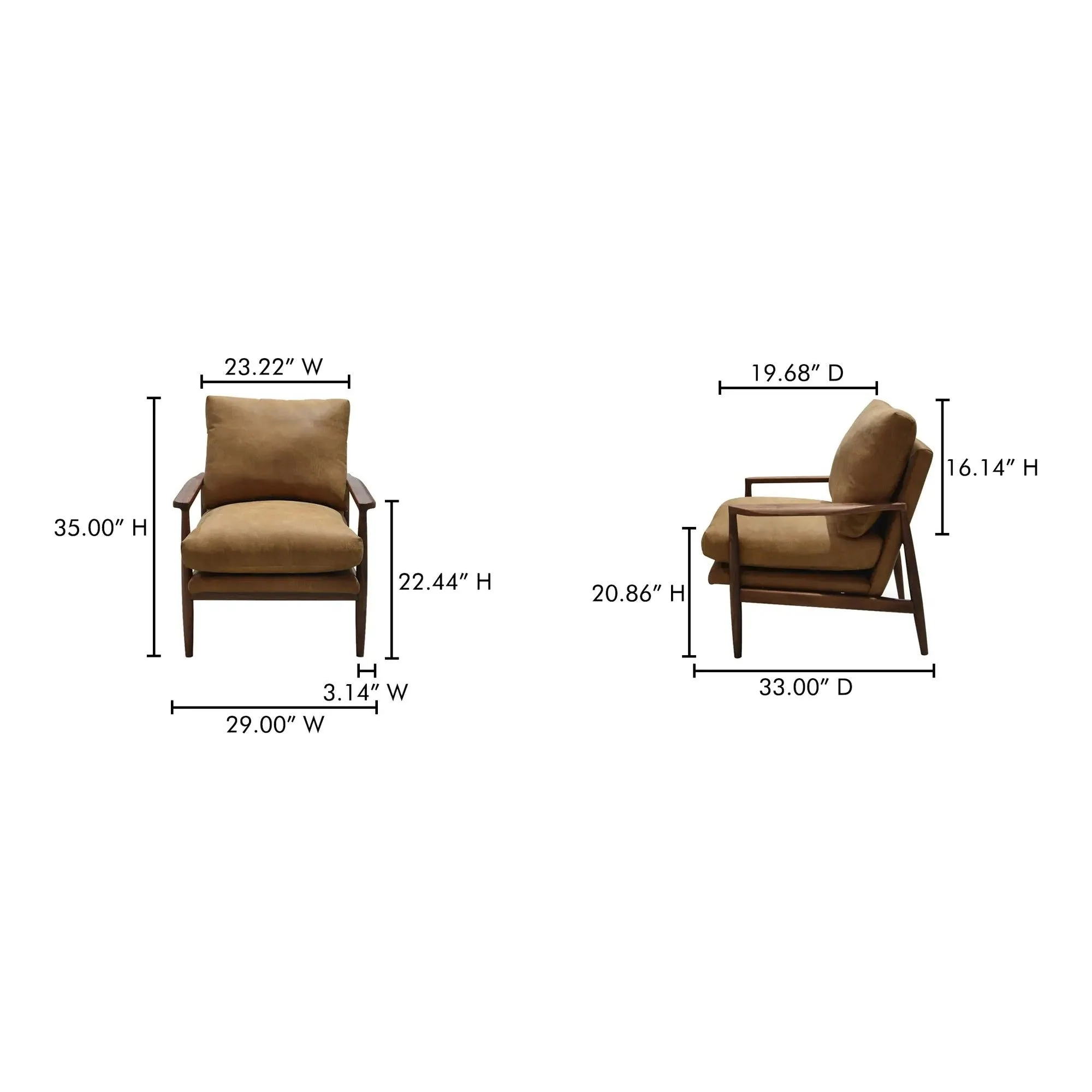 Moe's Home Collection Arturo Tan Leather Accent Chair - Image 12