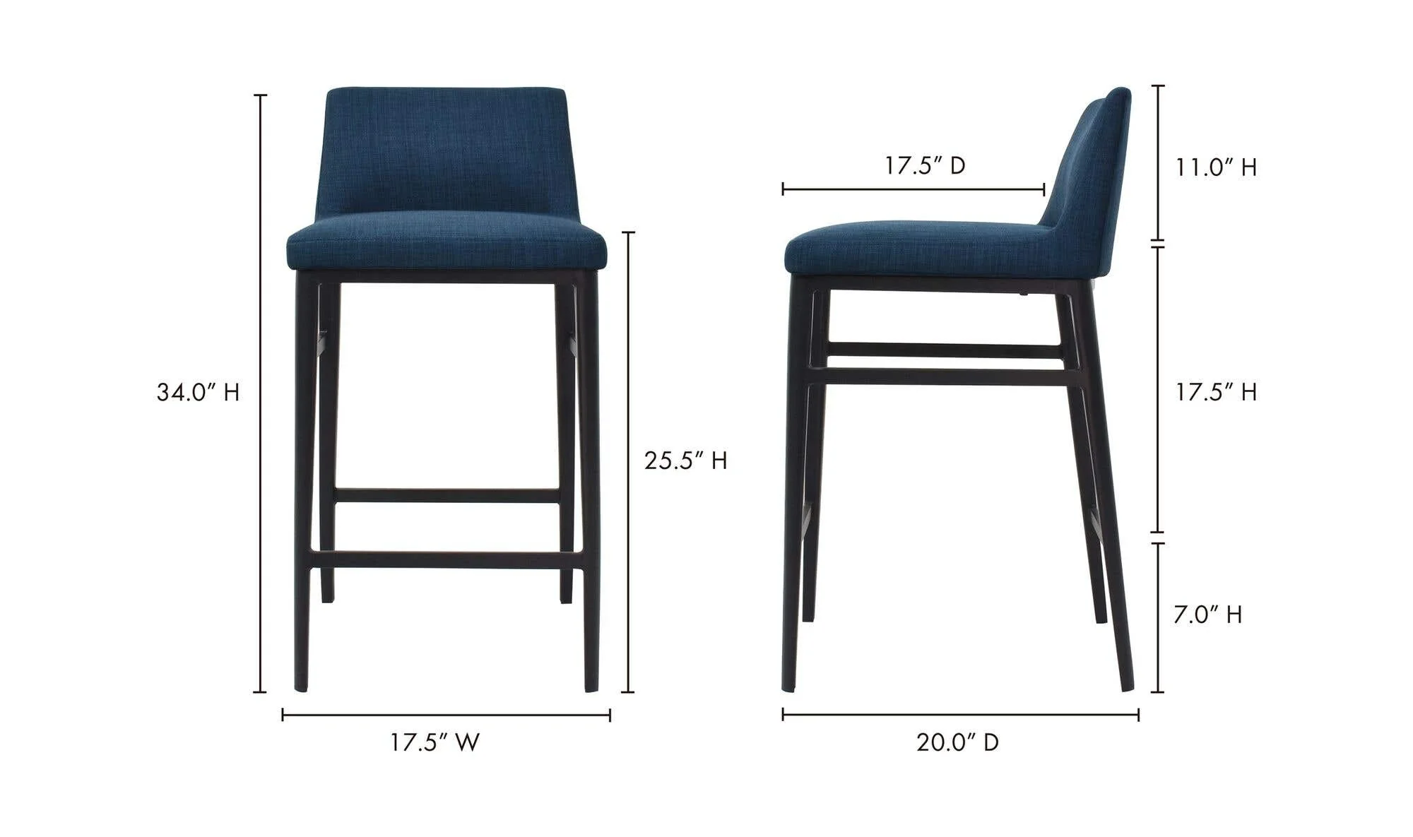 Moe's Home Baron Counter Stool Blue - Image 7