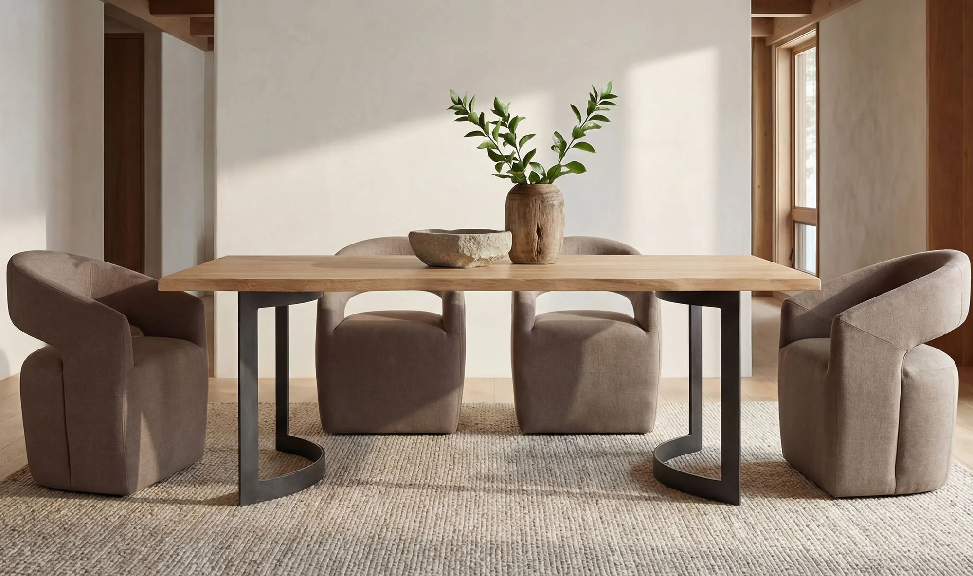 Moe's Home Barrow Rolling Dining Chair Soft Taupe - Image 2
