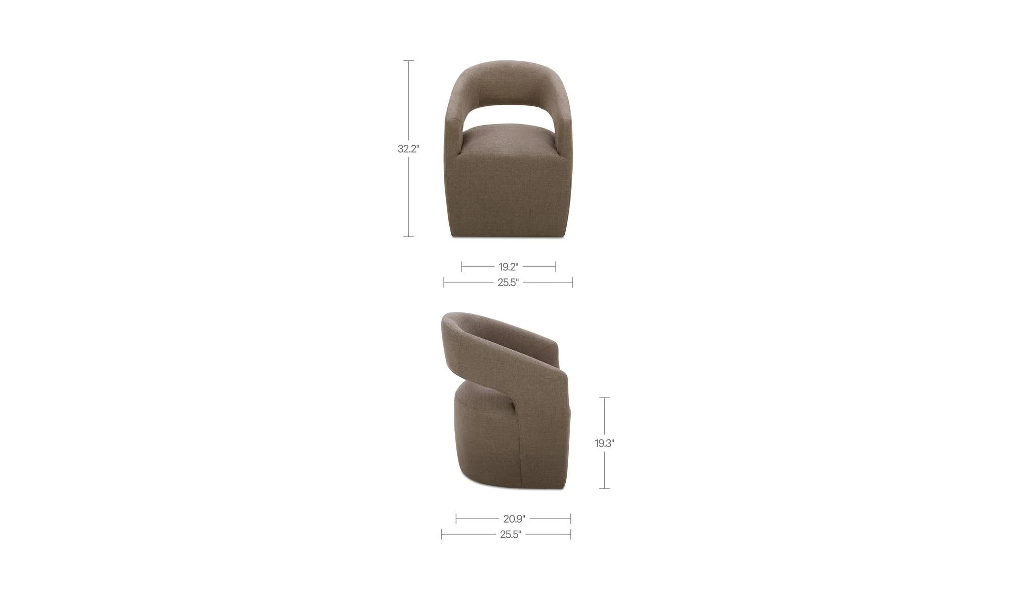 Moe's Home Barrow Rolling Dining Chair Soft Taupe - Image 9