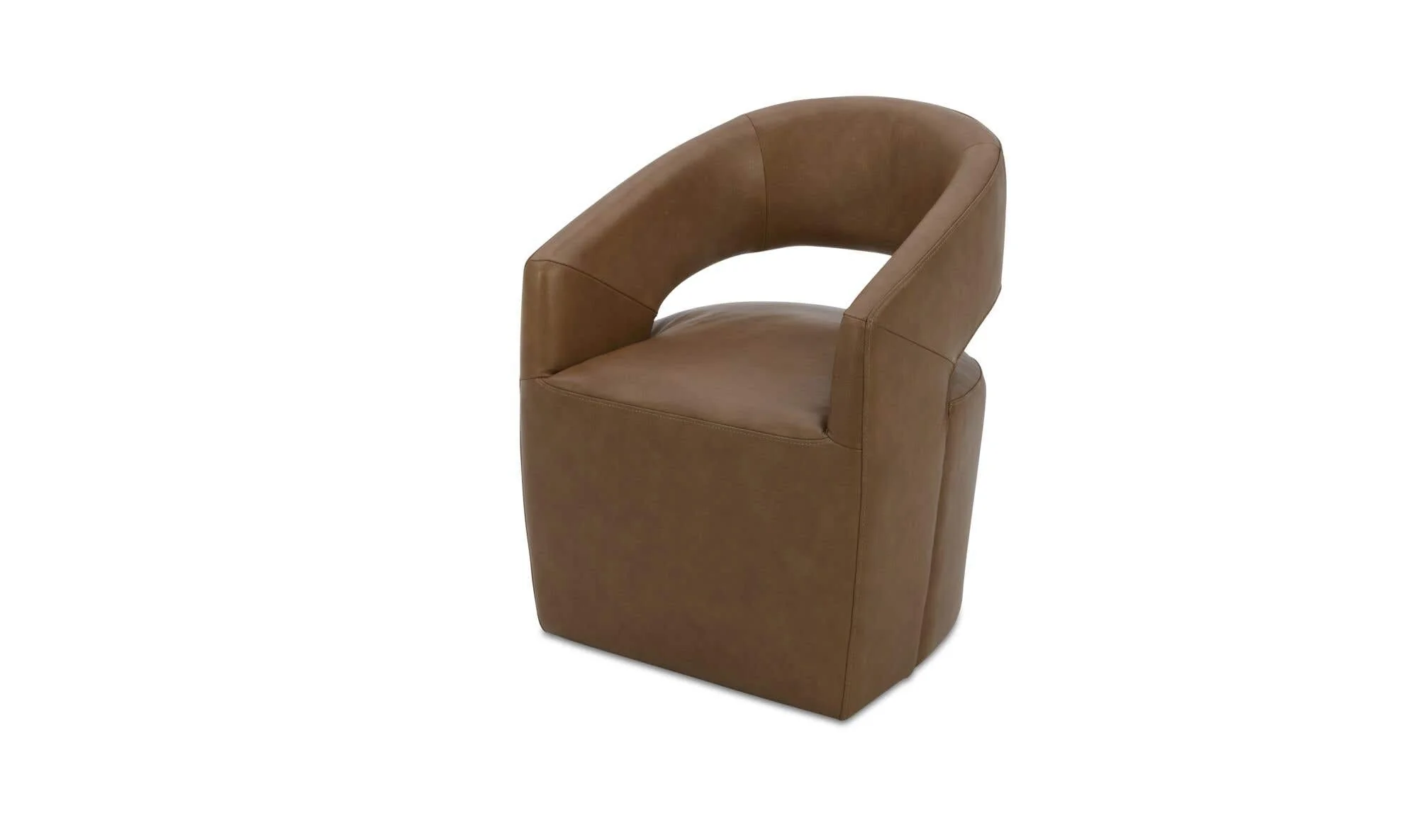 Moe's Home Barrow Rolling Dining Chair Tan Leather - Image 3