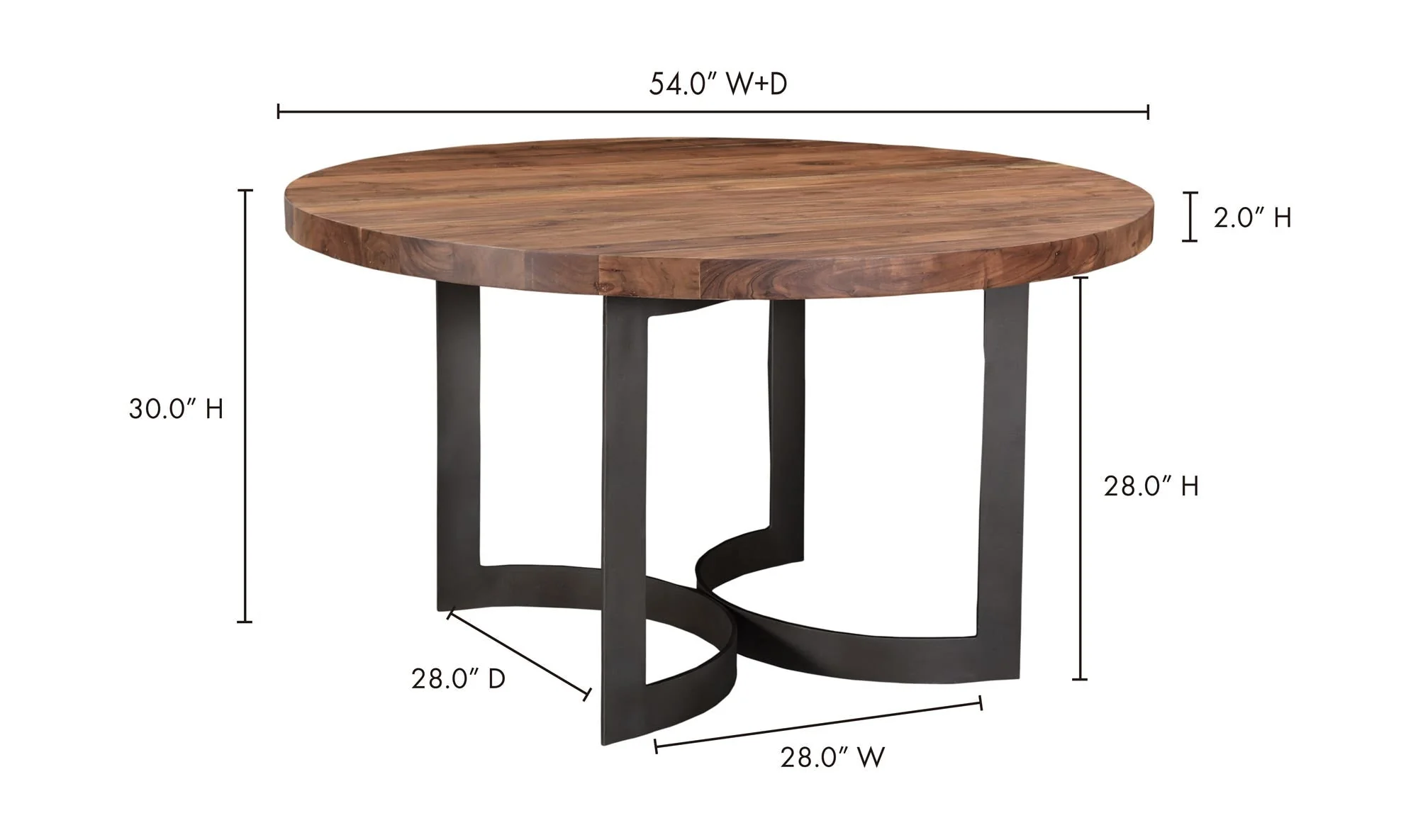 Moe's Home Bent Round Dining Table 54In Brown - Image 16