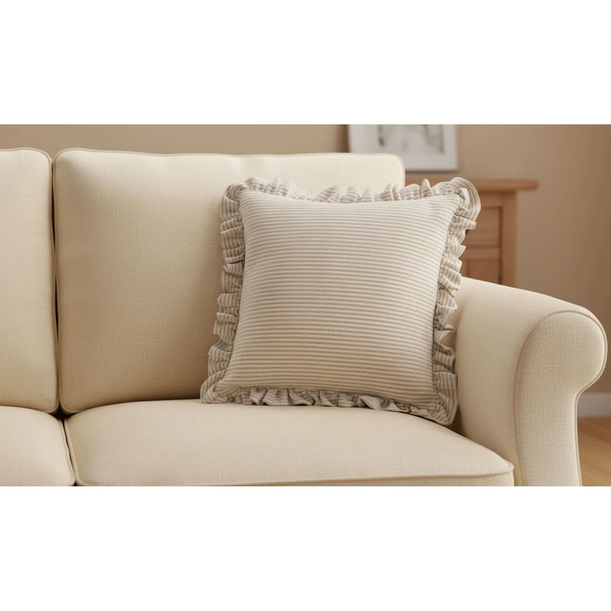 Moe's Home Betty 20 Inch Cushion Beige Stripe - Image 2