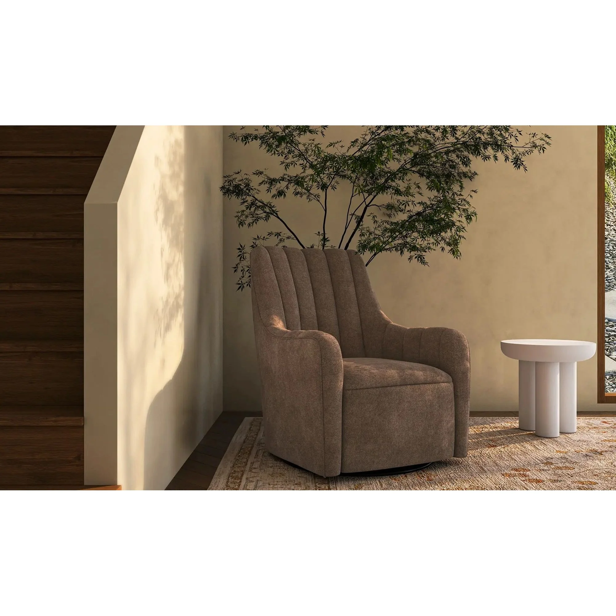 Moe's Home Collection Bowie Cool Brown Swivel Chair - Image 3