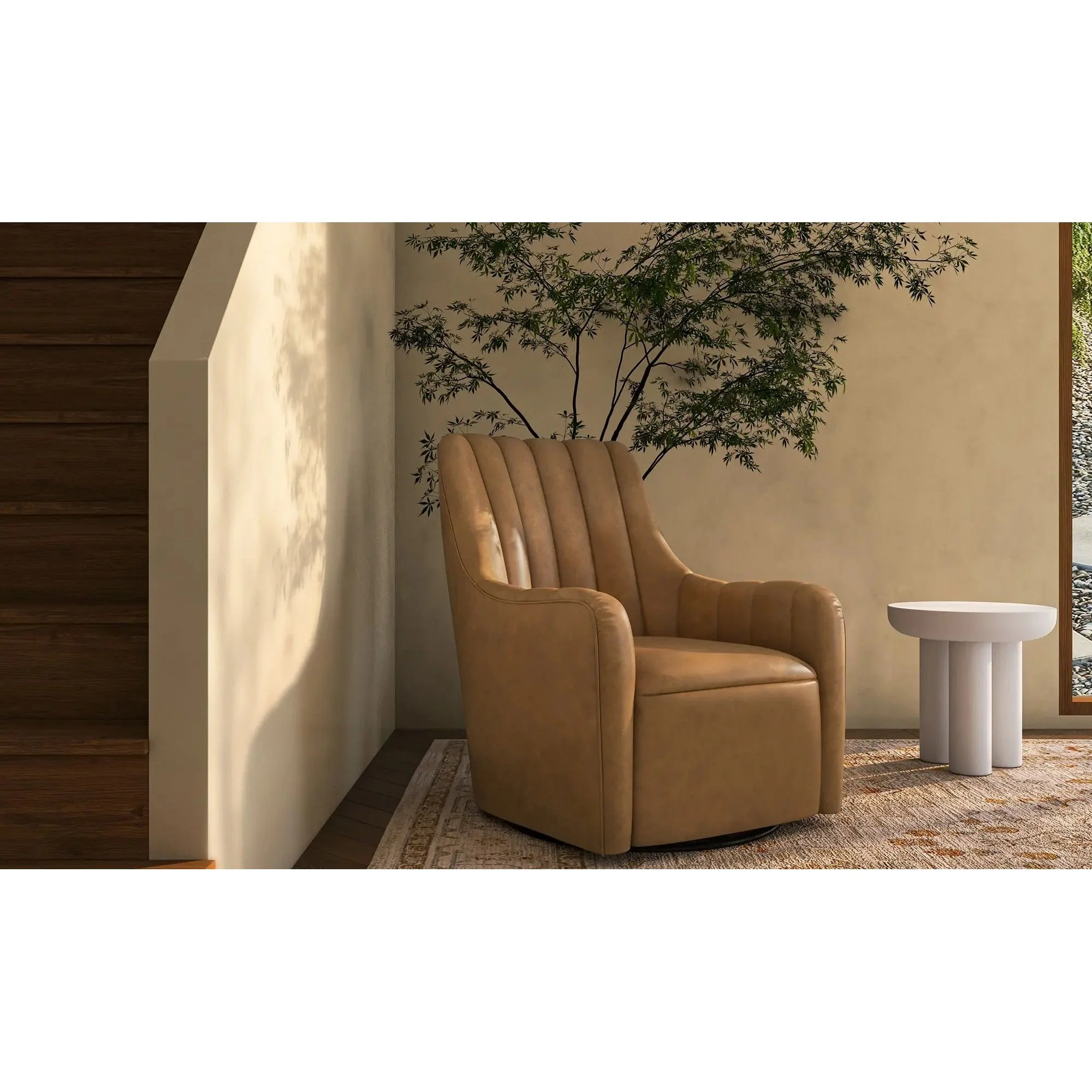 Moe's Home Collection Bowie Tan Leather Swivel Chair