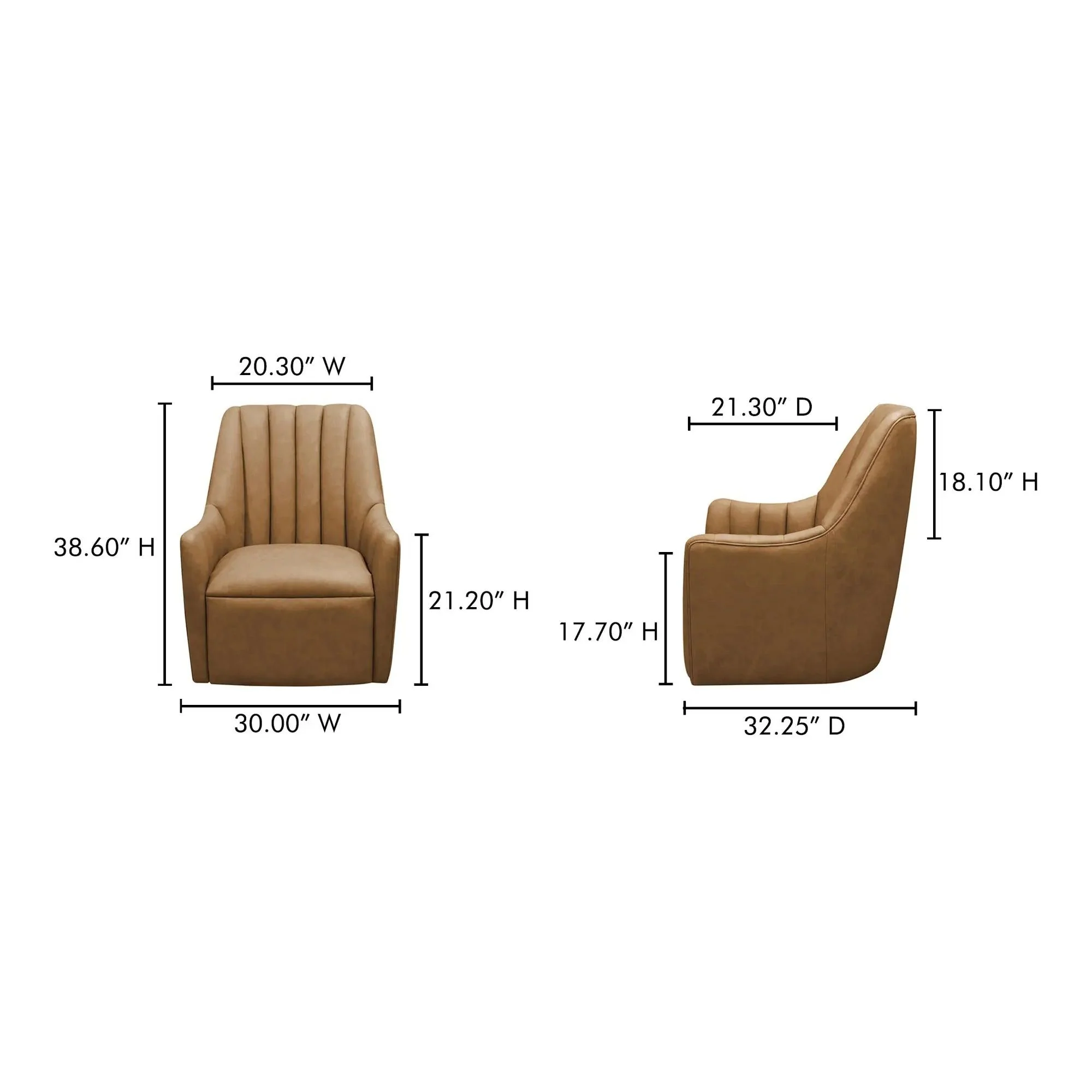 Moe's Home Collection Bowie Tan Leather Swivel Chair - Image 11