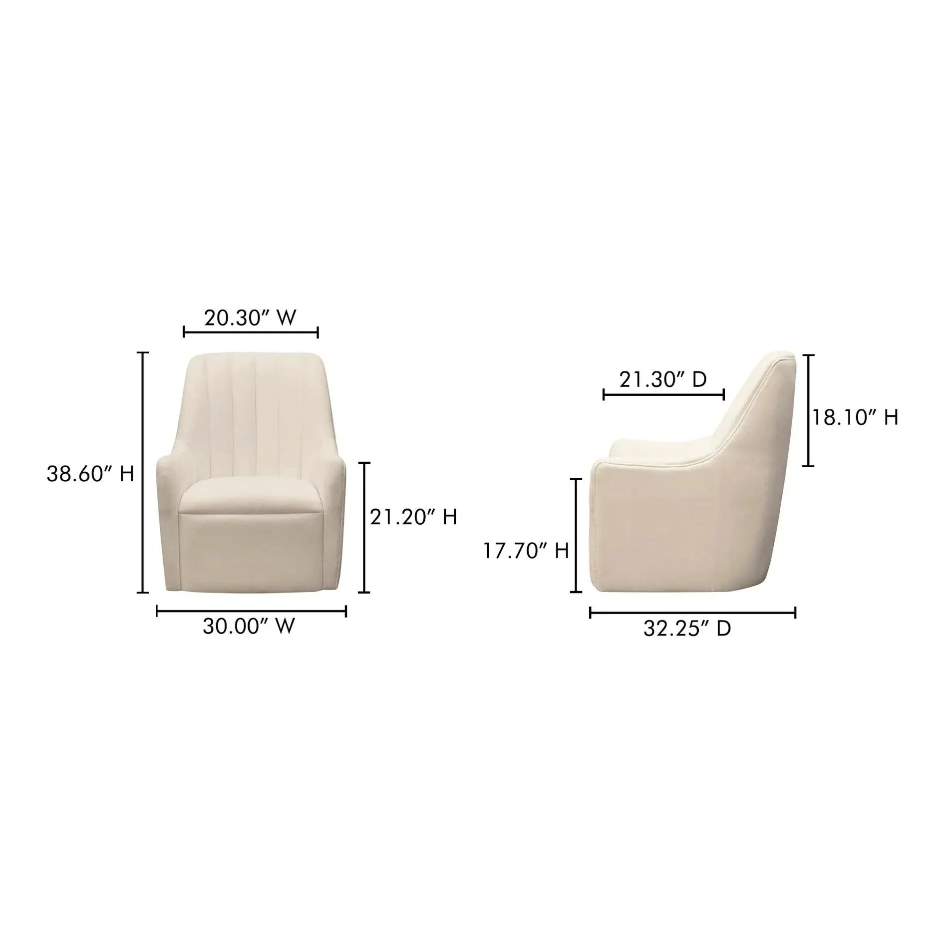 Moe's Home Collection Bowie White Swivel Chair - Image 10