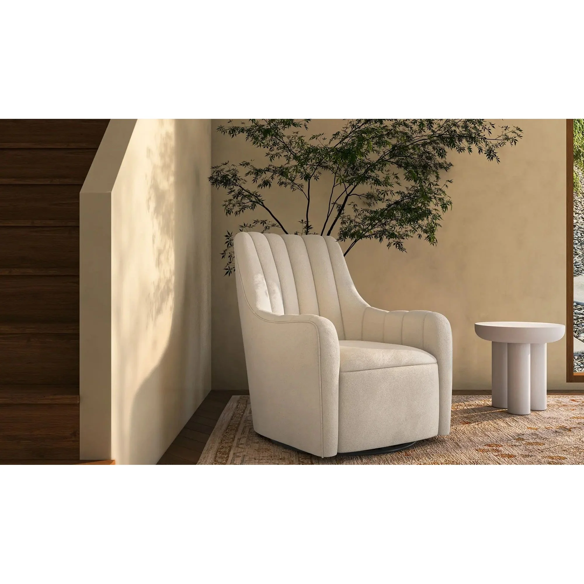 Moe's Home Collection Bowie White Swivel Chair - Image 2