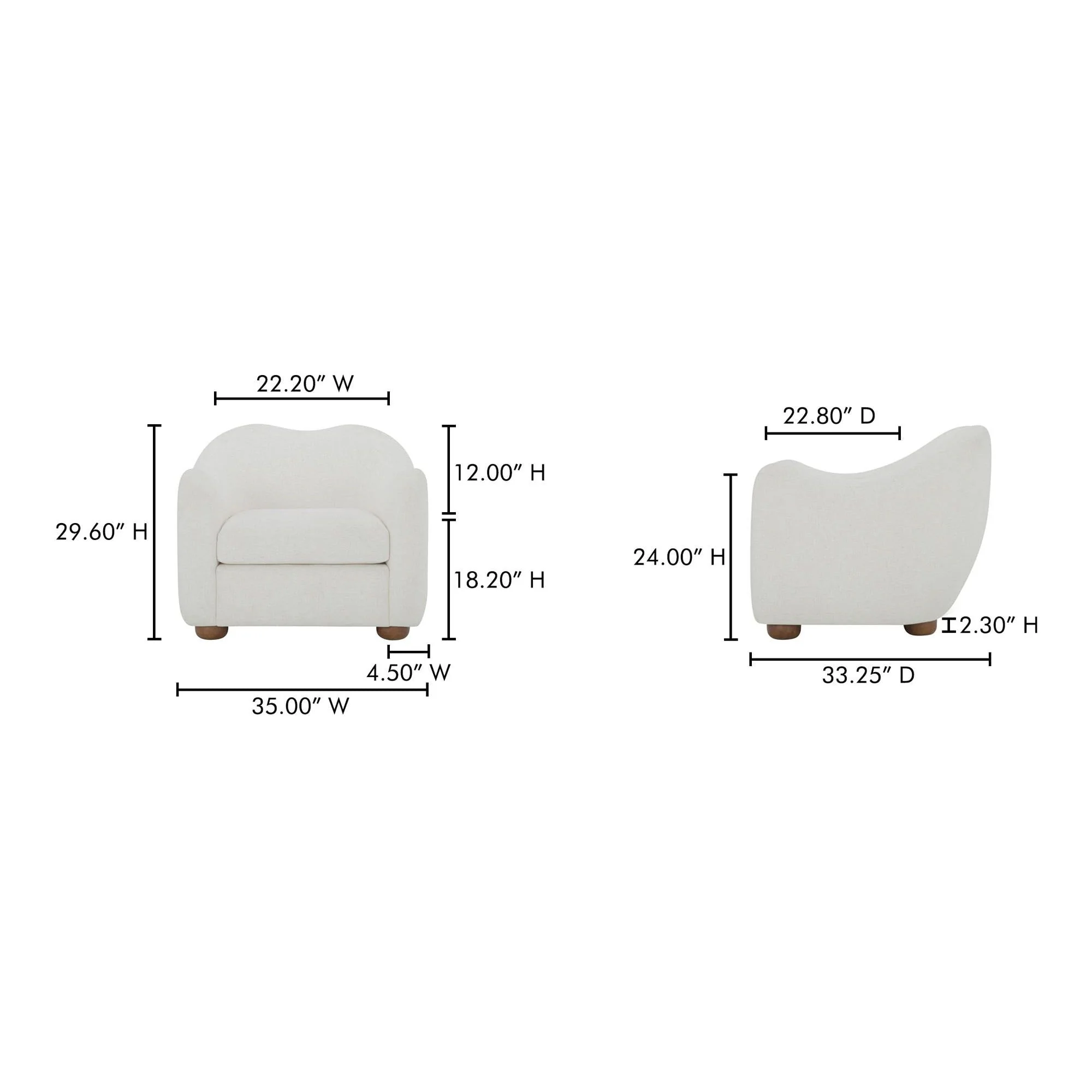 Moe's Home Collection Bria Oatmeal Accent Chair - Image 7