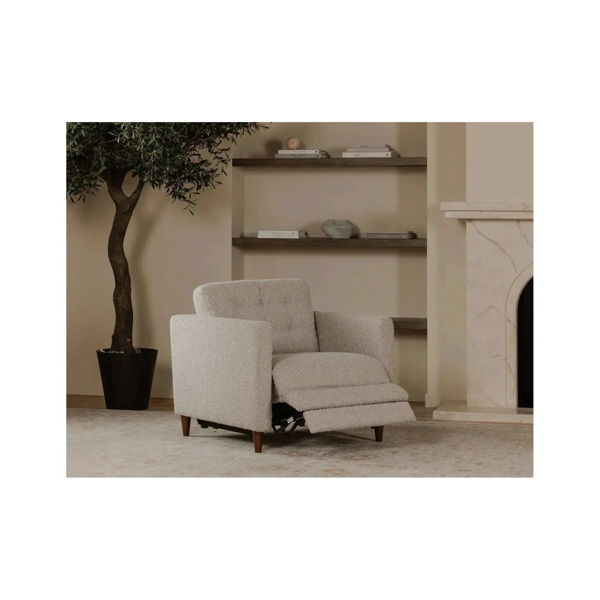 Moe's Home Collection Bridgers Warm Grey Power Recliner Chair - Image 2