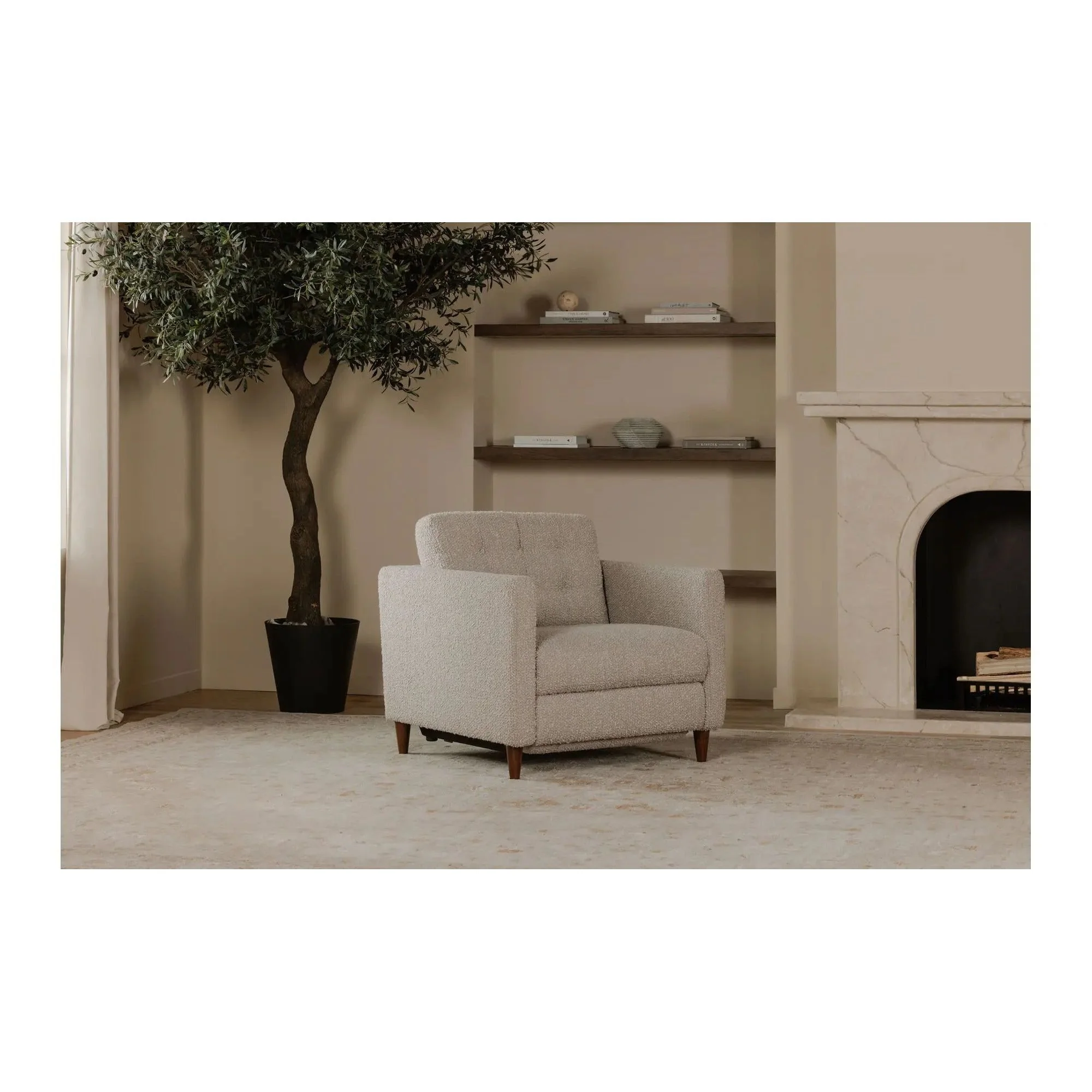 Moe's Home Collection Bridgers Warm Grey Power Recliner Chair - Image 3