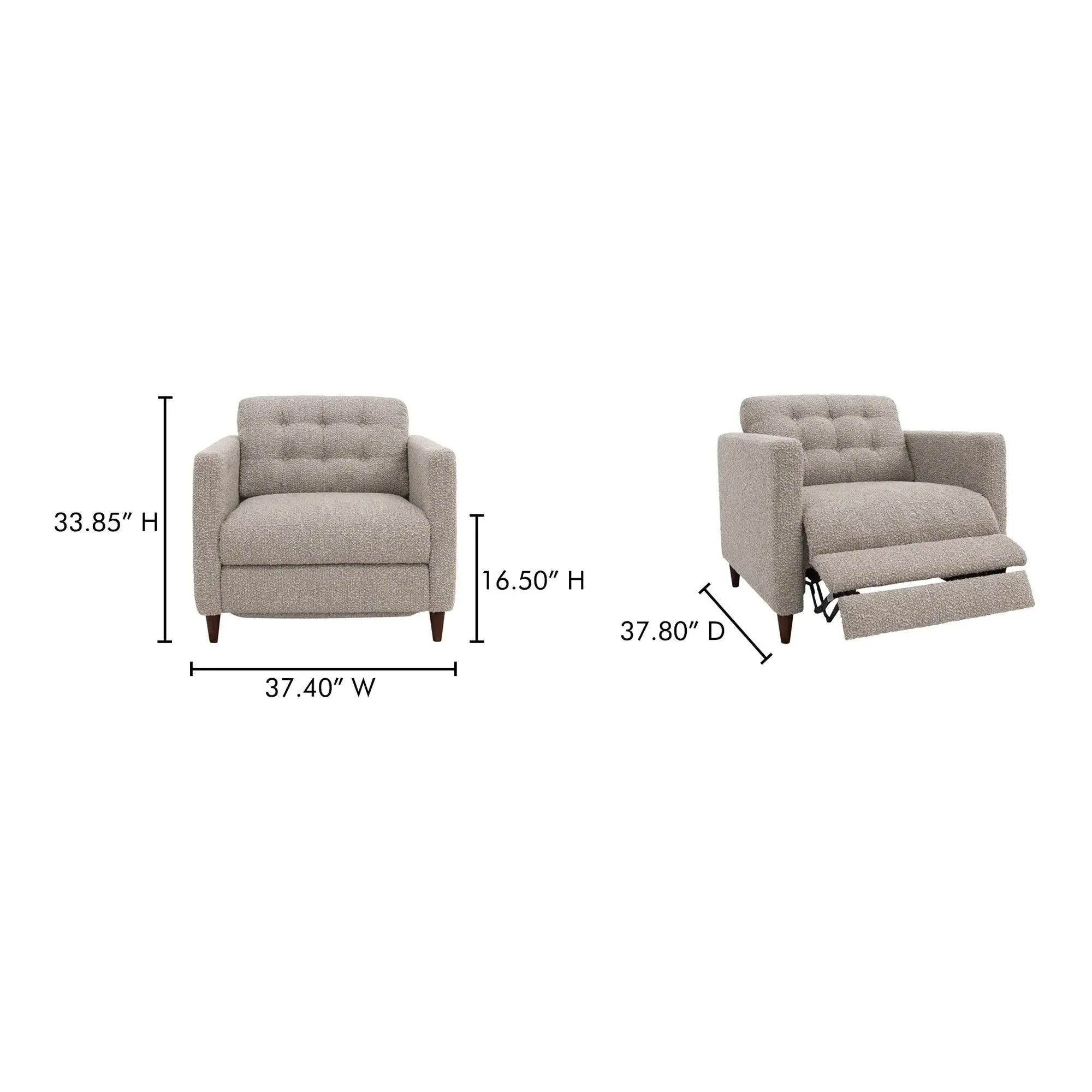 Moe's Home Collection Bridgers Warm Grey Power Recliner Chair - Image 9