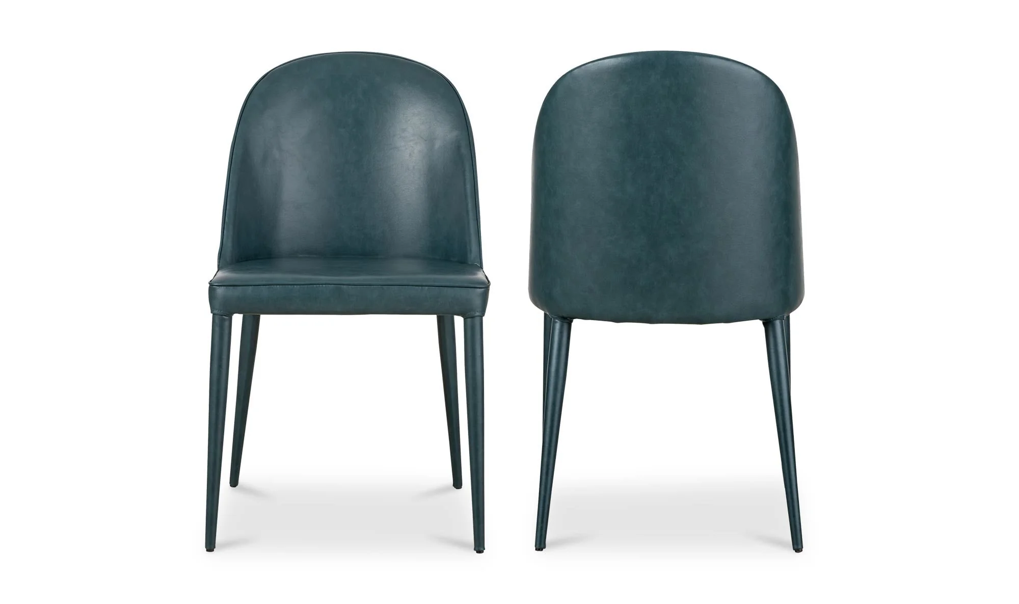 Moe's Home Burton Dining Chair Dark Teal Vegan Leather - Set Of Two