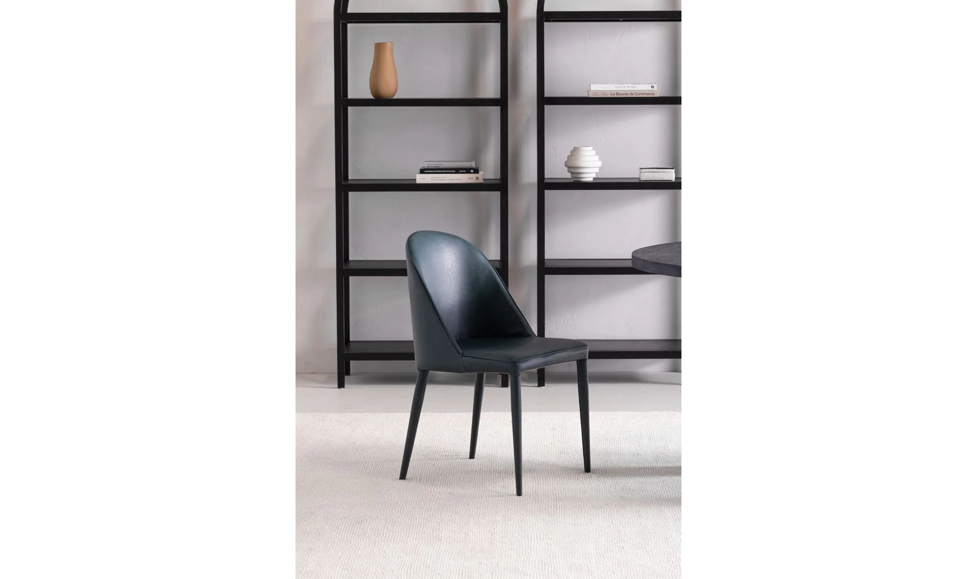 Moe's Home Burton Dining Chair Dark Teal Vegan Leather - Set Of Two - Image 6
