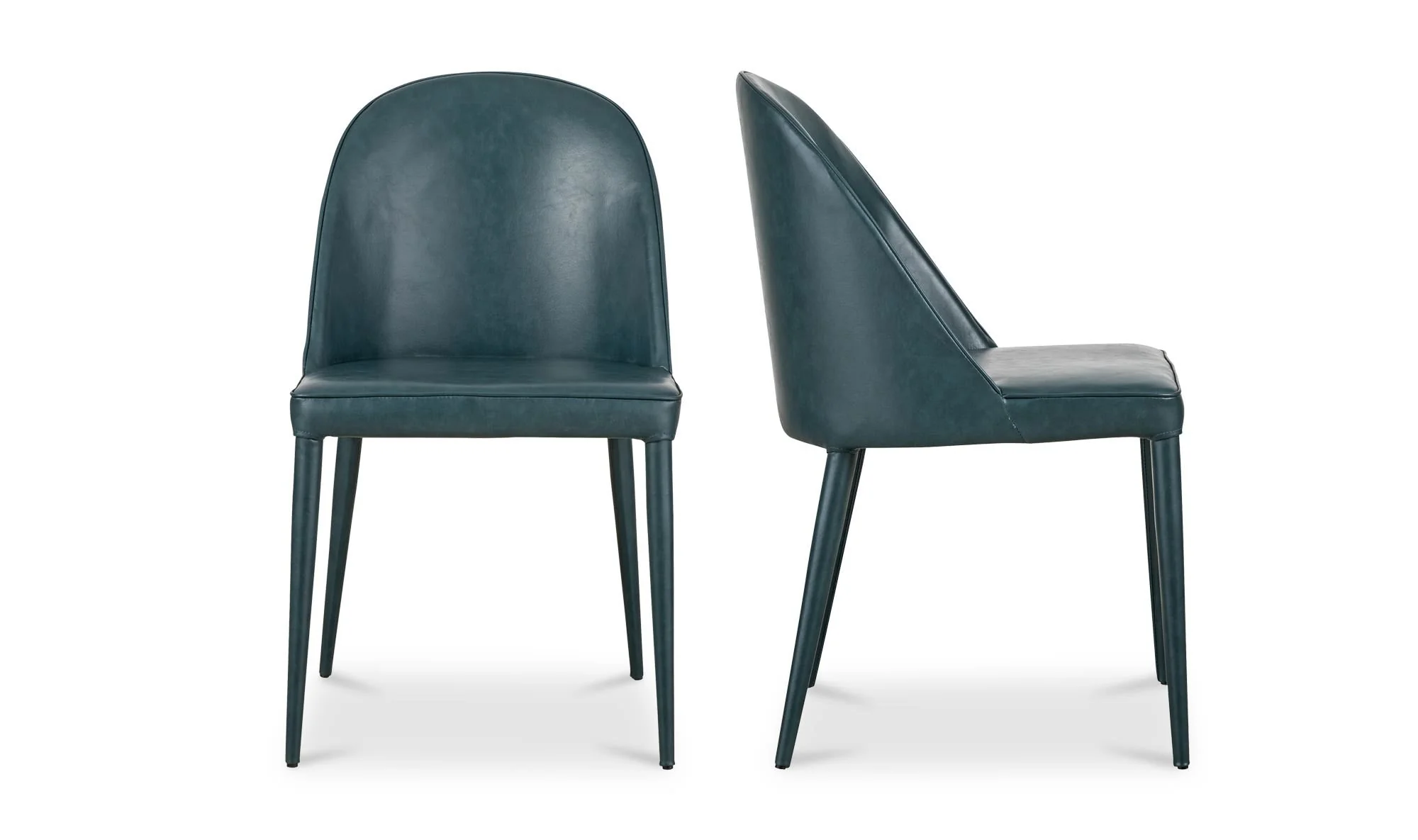 Moe's Home Burton Dining Chair Dark Teal Vegan Leather - Set Of Two - Image 8