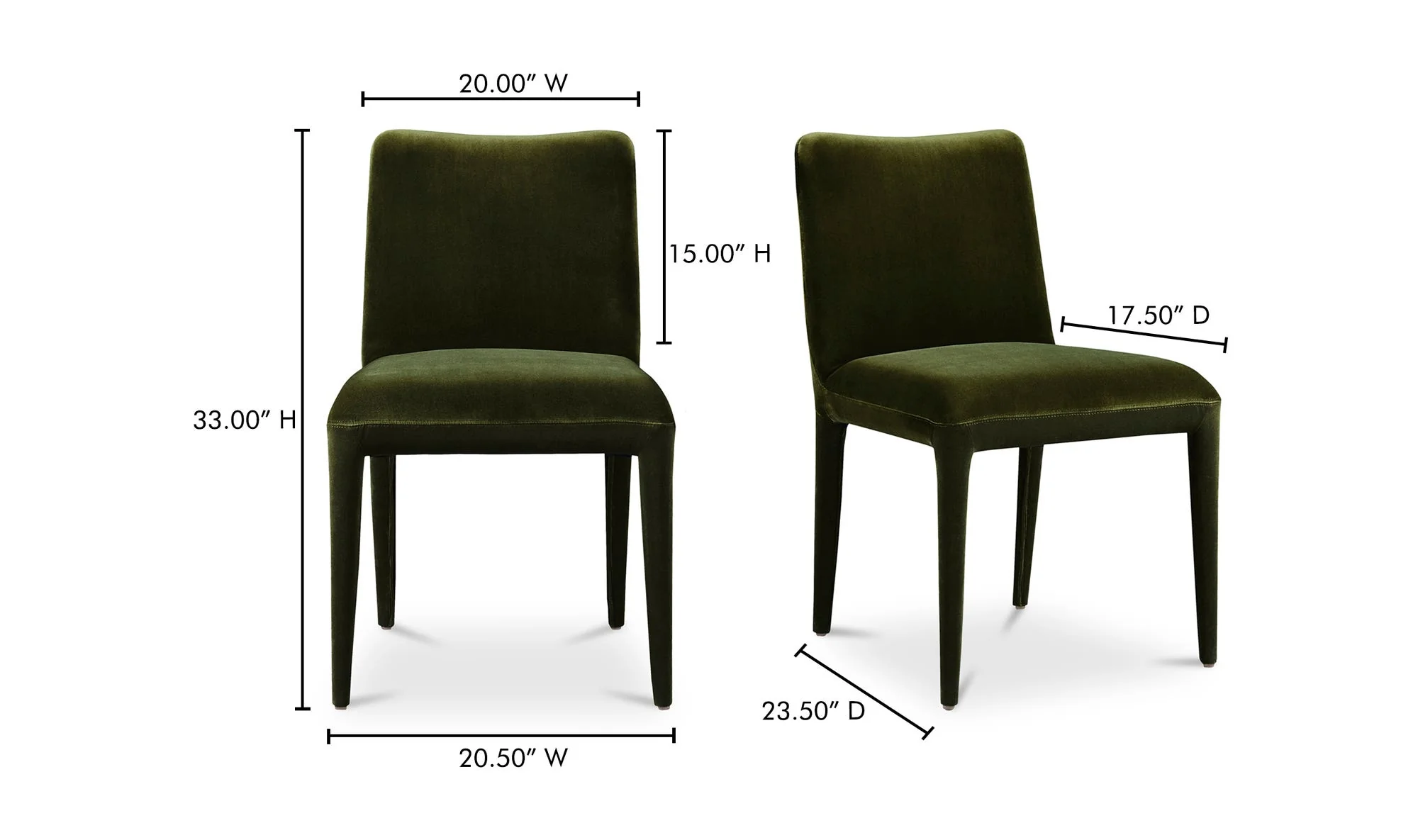 Moe's Home Calla Dining Chair Green Velvet - Set Of Two - Image 11