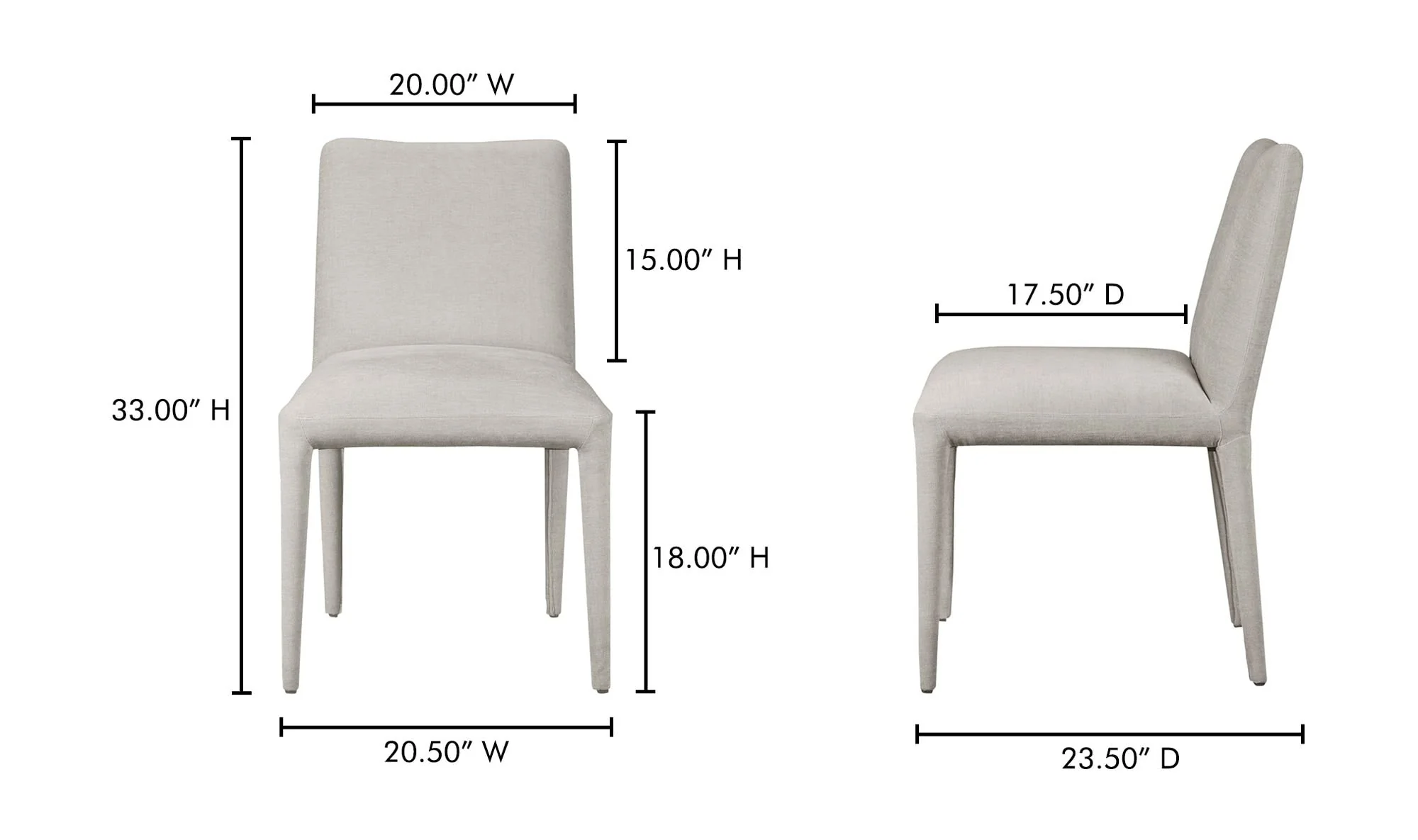 Moe's Home Calla Dining Chair Light Grey - Set Of Two - Image 11