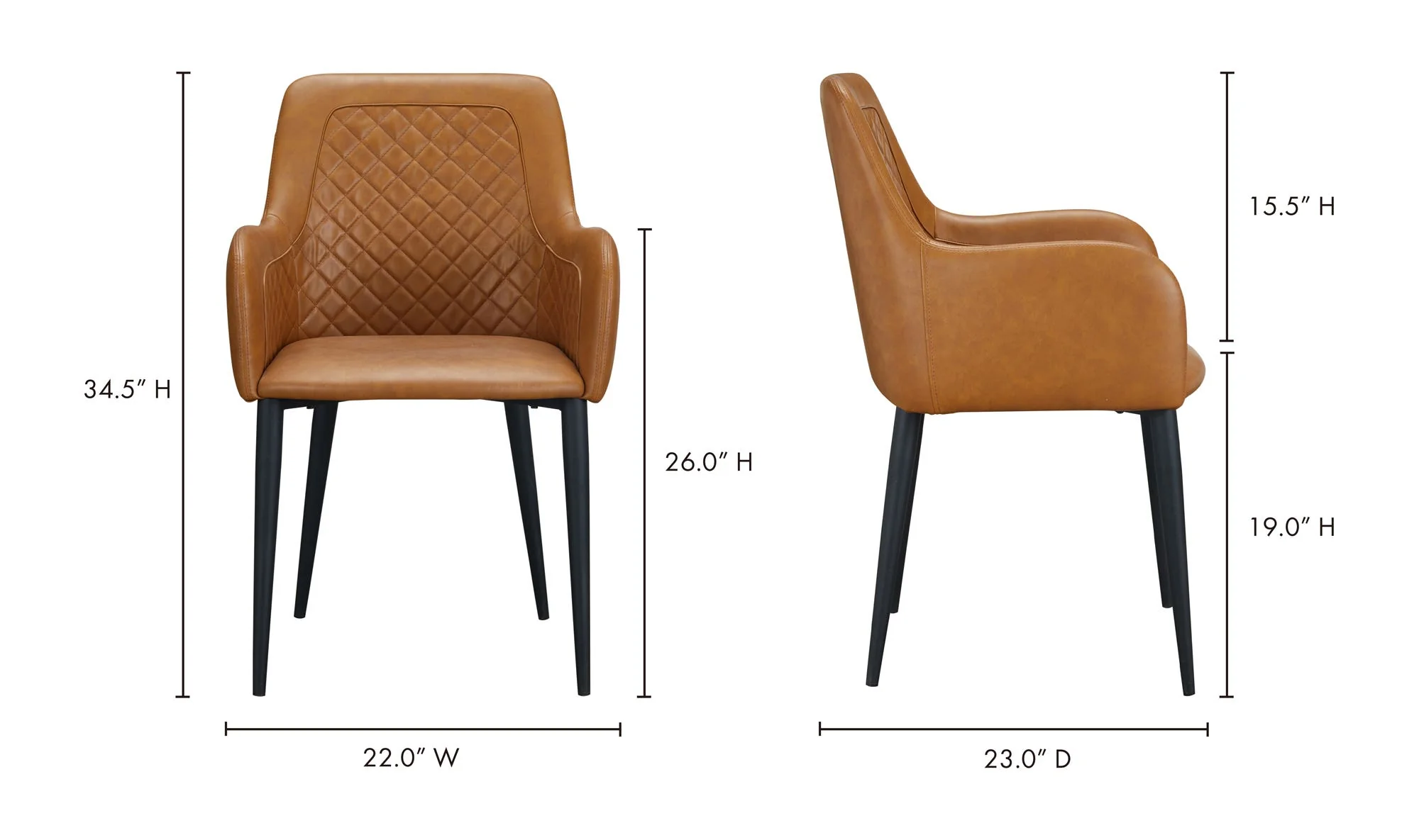 Moe's Home Cantata Dining Chair Tawny Vegan Leather - Set Of Two - Image 11