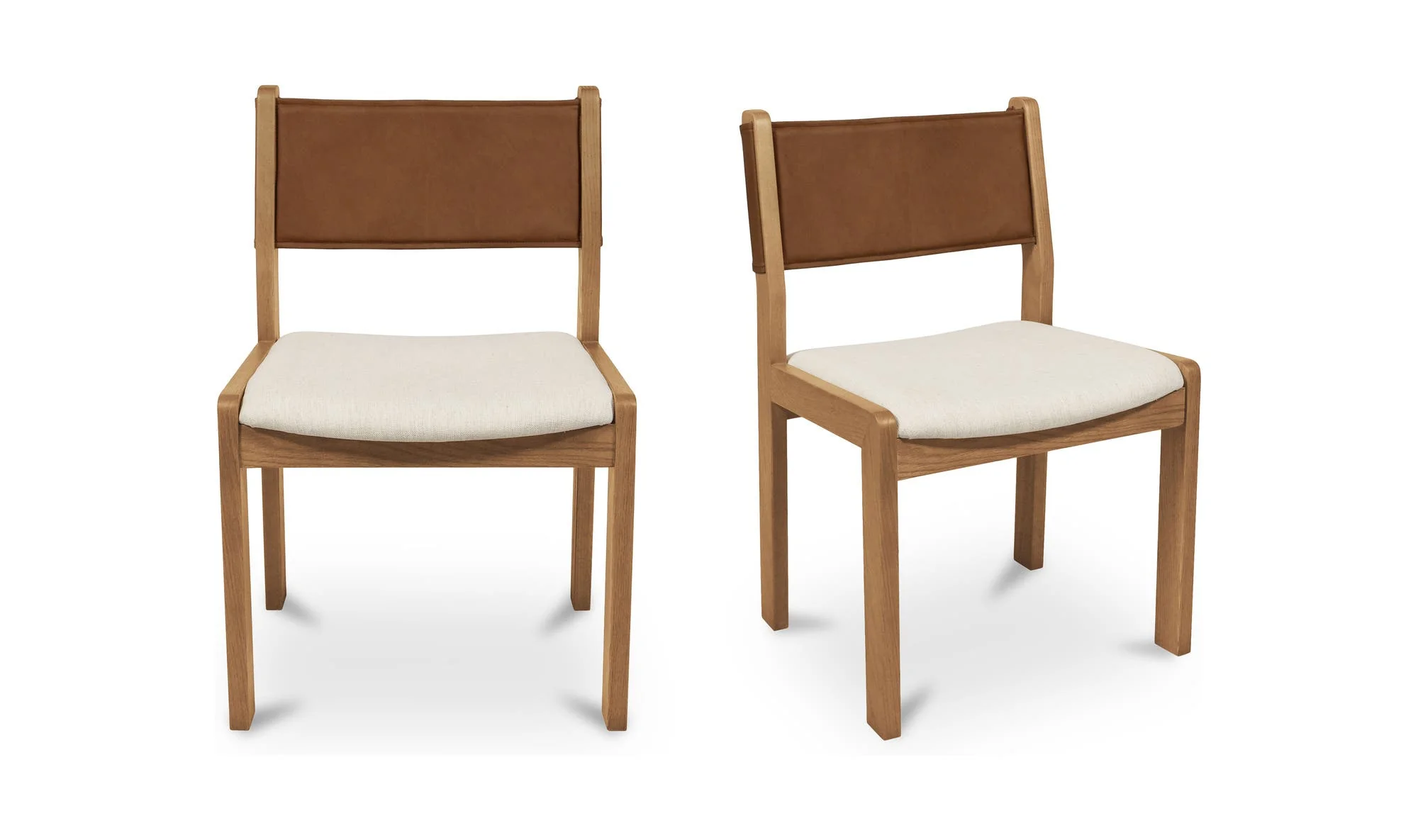 Moe's Home Carol Dining Chair Tan Leather Set of Two