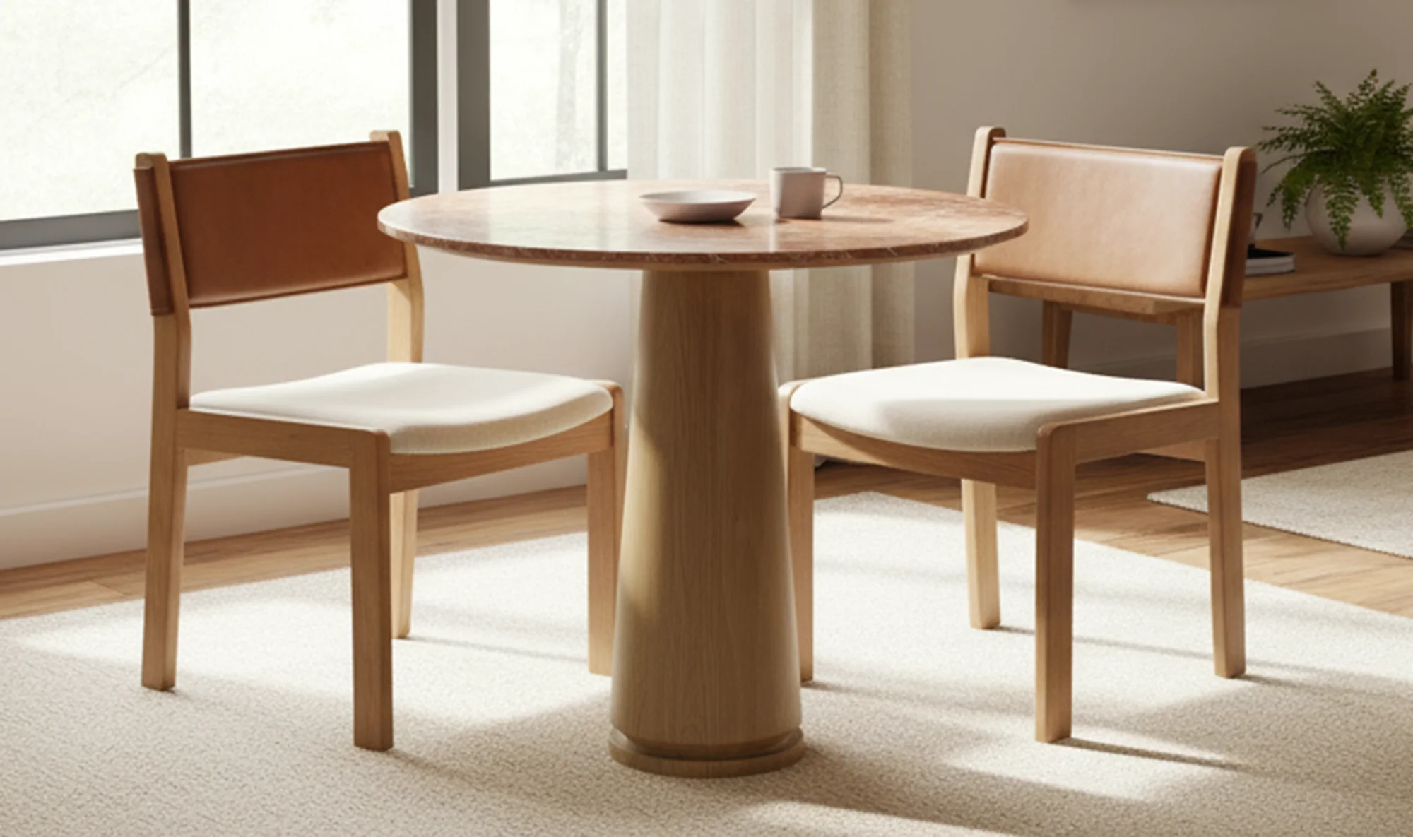 Moe's Home Carol Dining Chair Tan Leather Set of Two - Image 2