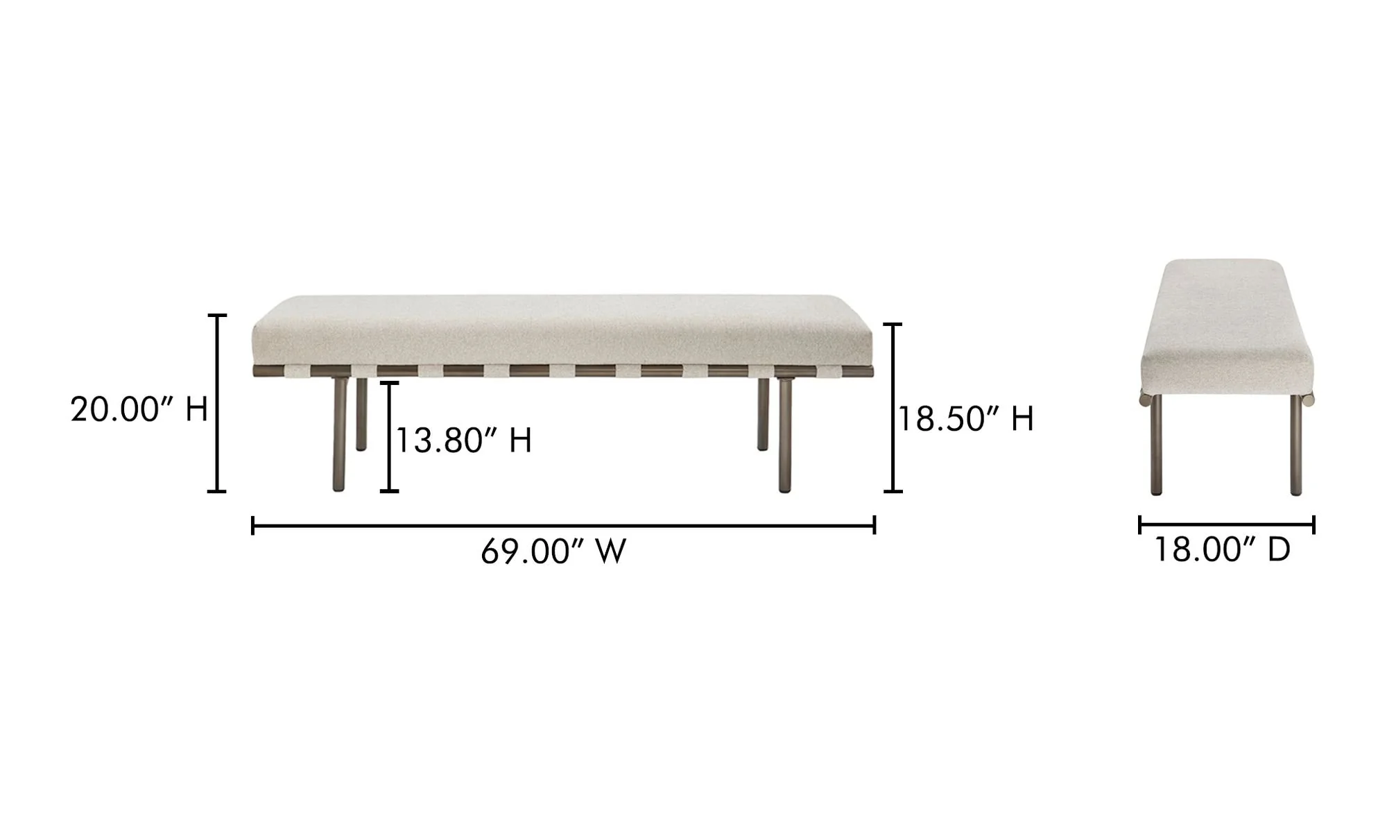 Moe's Home Carson Dining Bench Beige - Image 8