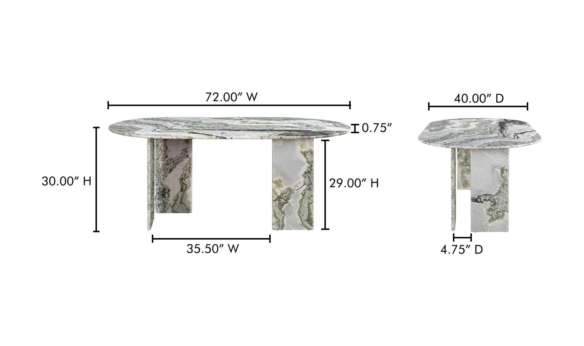 Moe's Home Celia Oval Dining Table Green Onyx Marble - Image 10