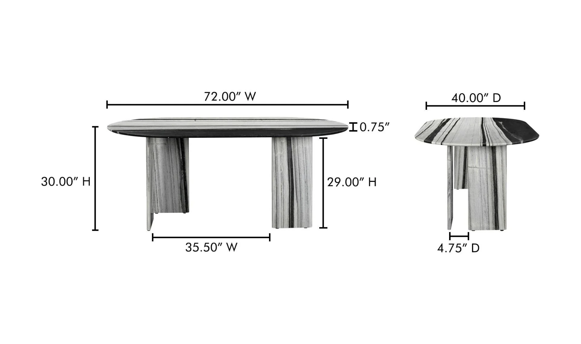 Moe's Home Celia Oval Dining Table Panda Marble - Image 11