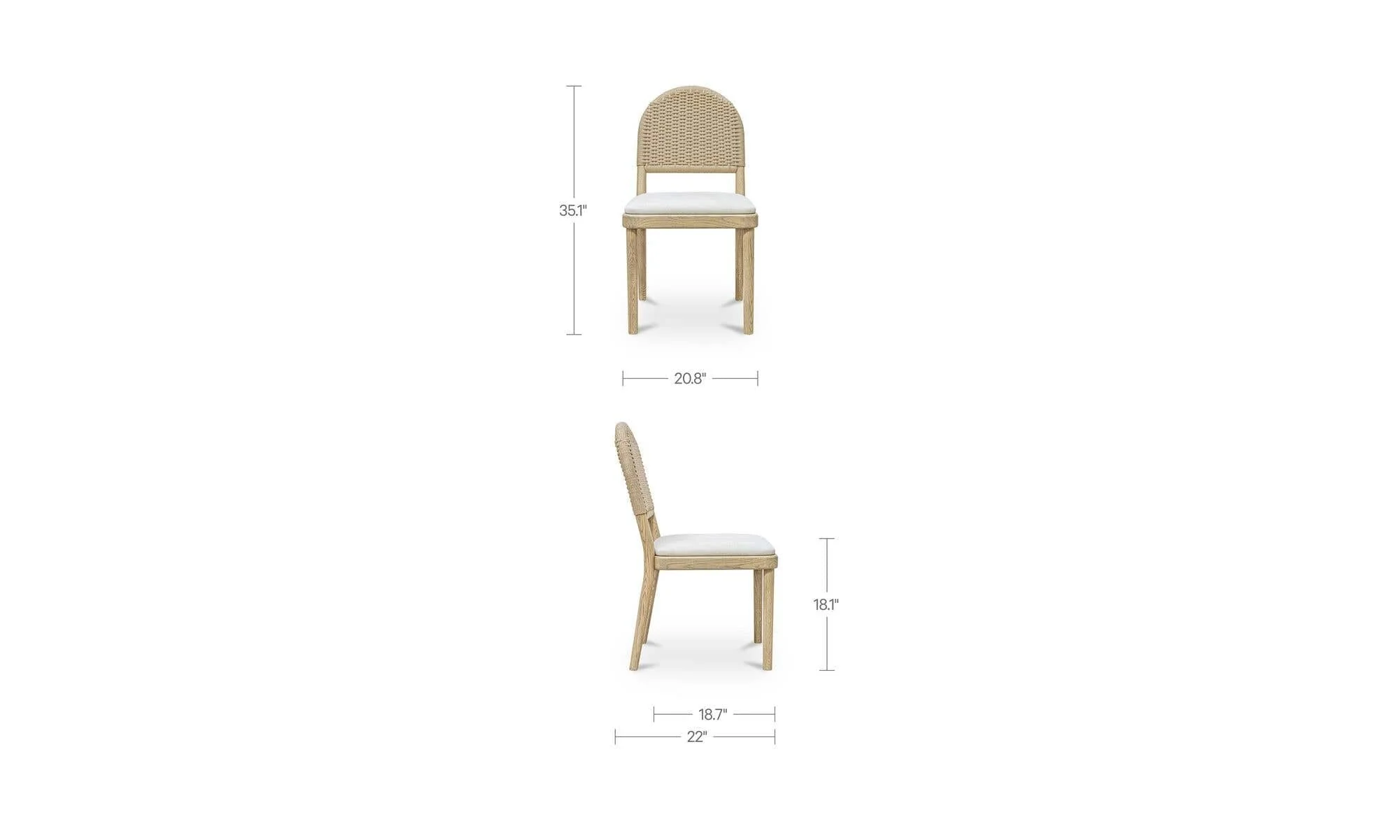 Moe's Home Claire Dining Chair Natural-Set of Two - Image 12