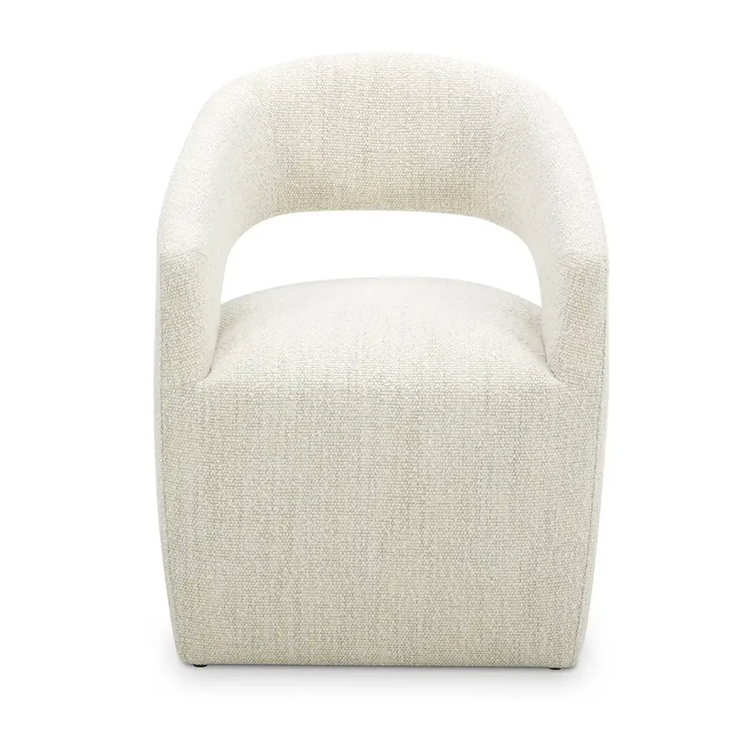 Moe's Home Collection Barrow White Mist Performance Boucle Rolling Dining Chair - Image 4