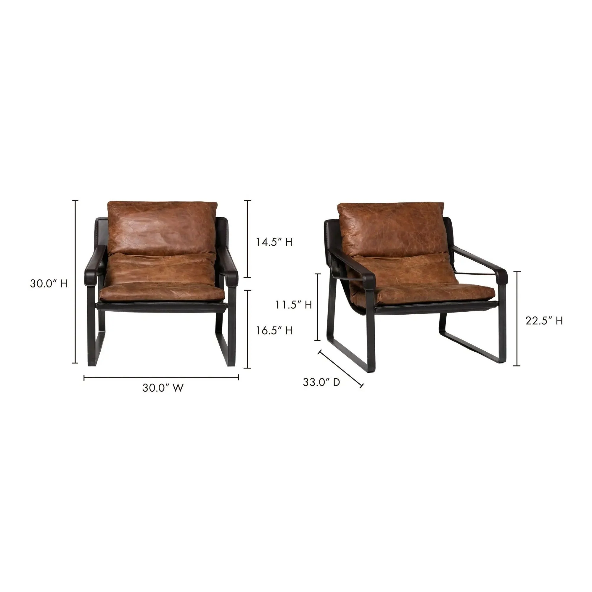 Moe's Home Collection Connor Cappuccino Leather Club Chair - Image 11