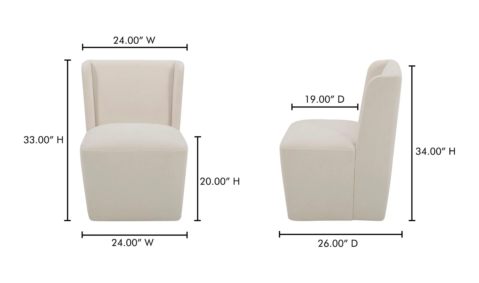 Moe's Home Cormac Rolling Dining Chair Cream - Image 10