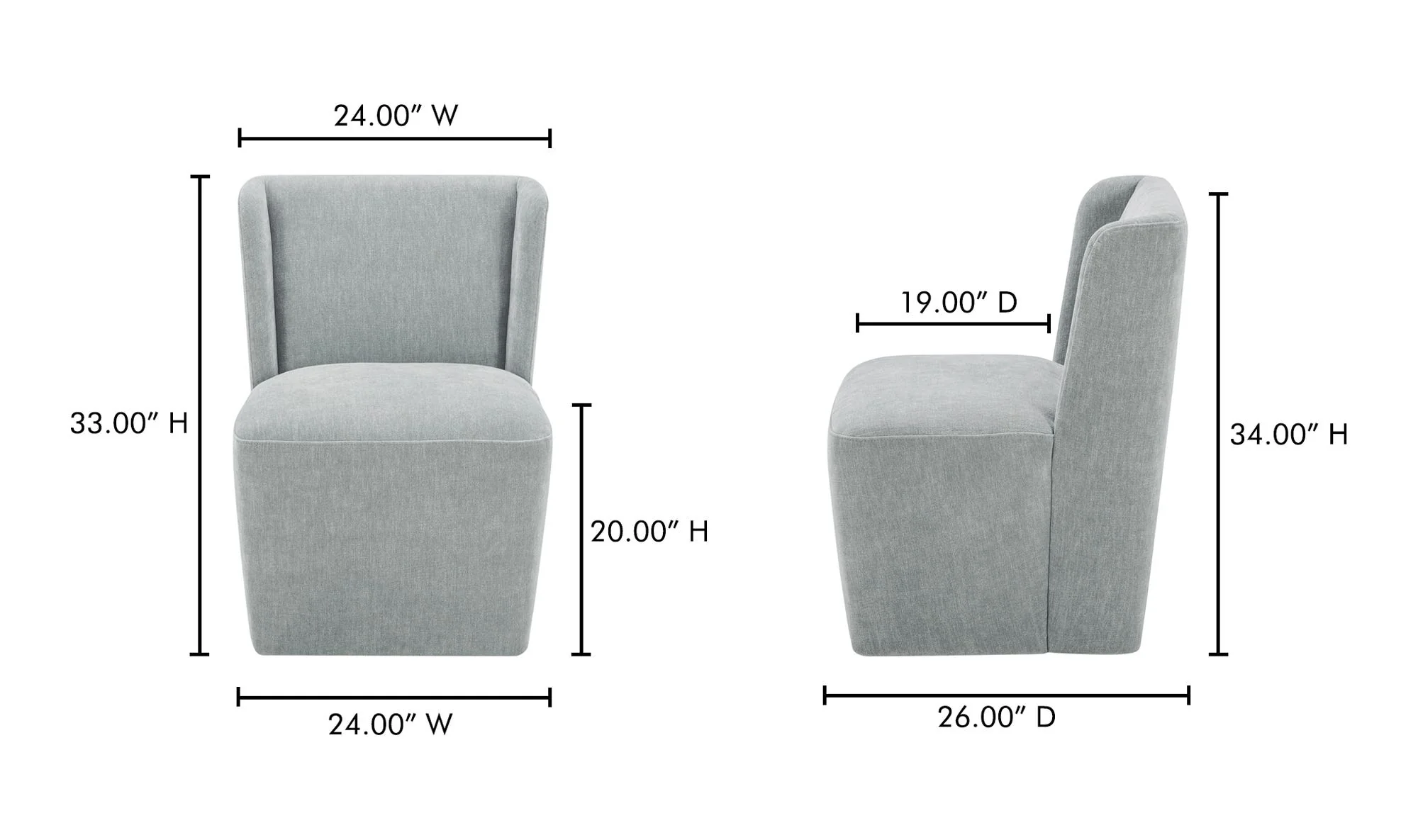 Moe's Home Cormac Rolling Dining Chair Slate Green - Image 10