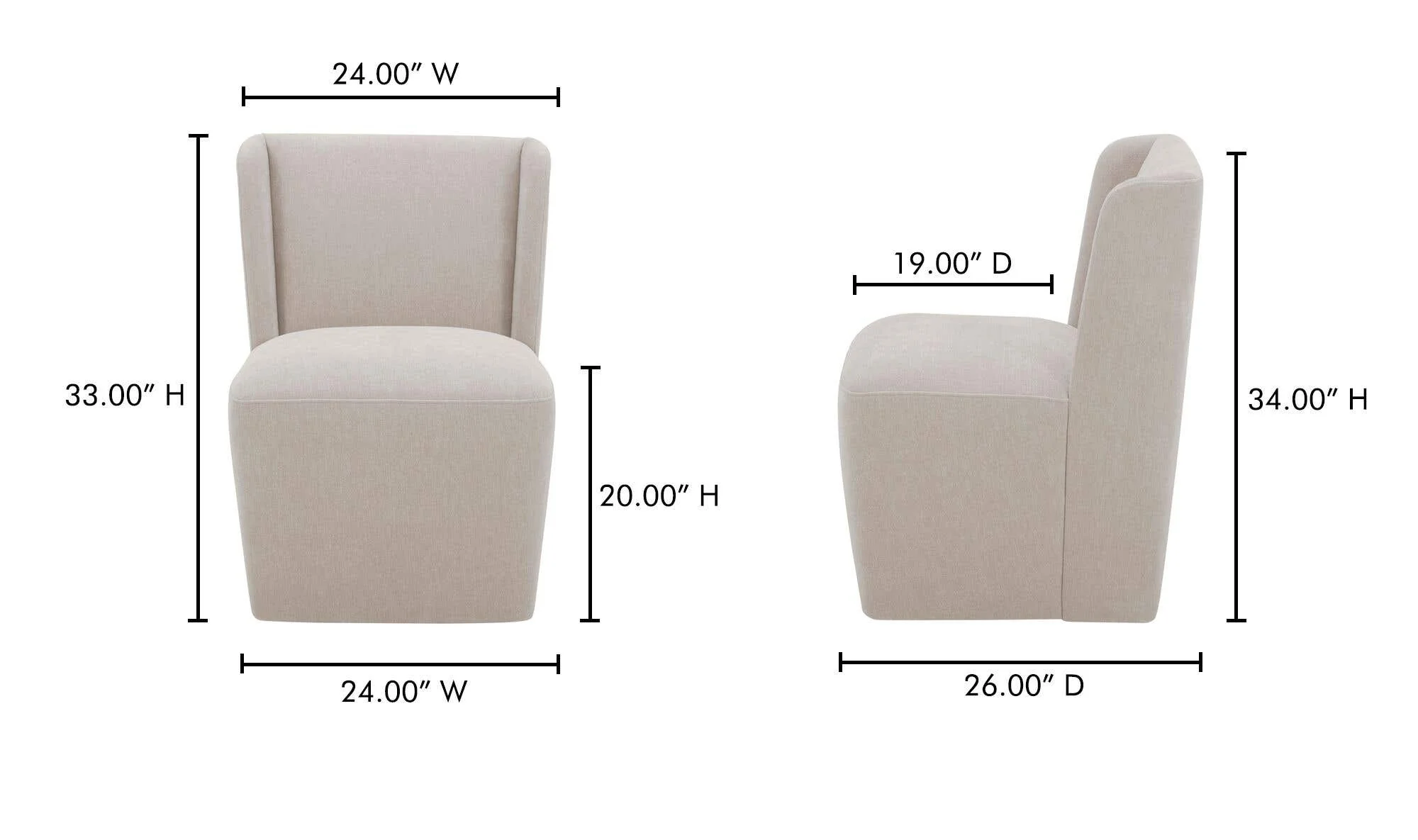 Moe's Home Cormac Rolling Dining Chair Warm Sand - Image 10
