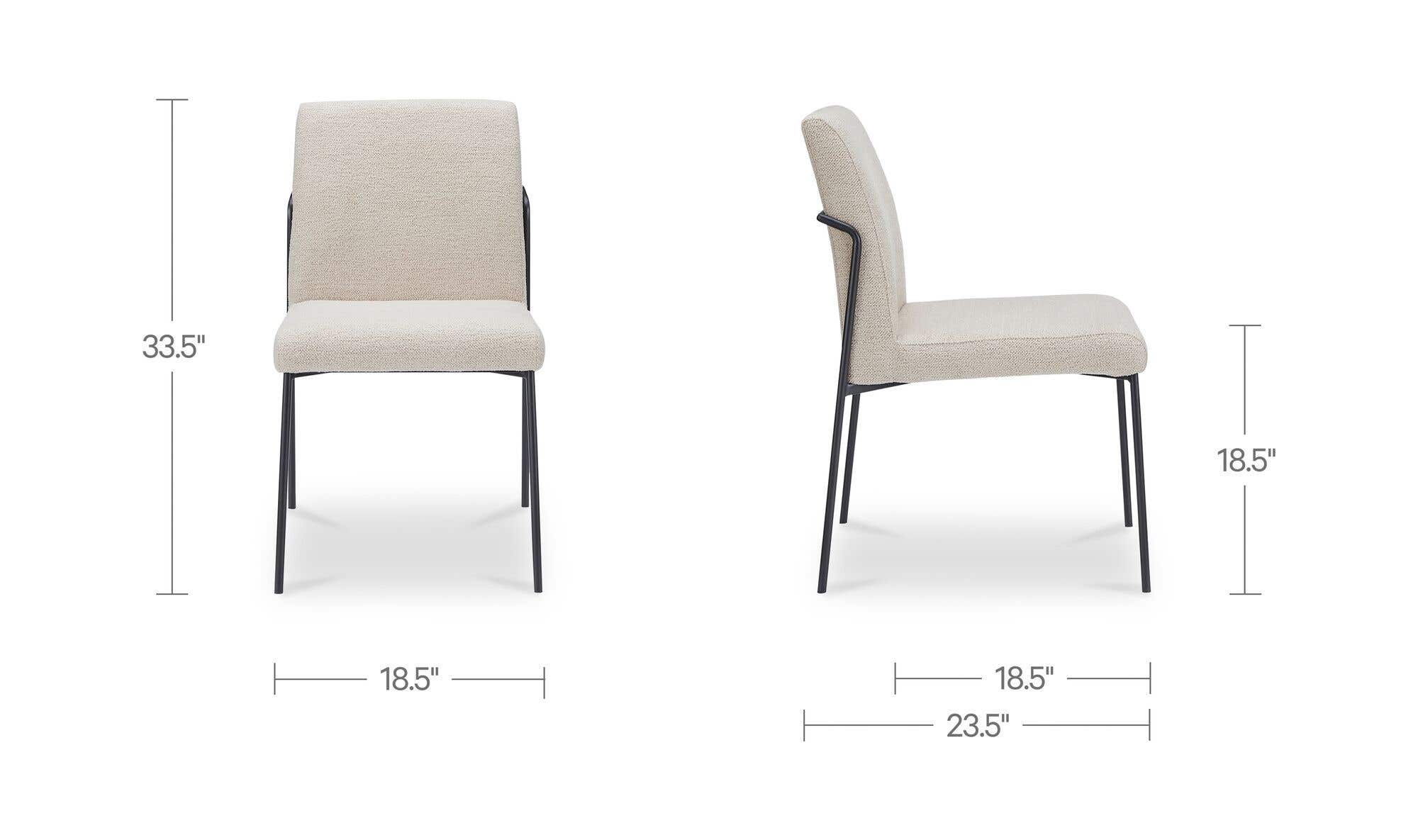 Moe's Home Danny Dining Chair Ivory Set of Two - Image 11