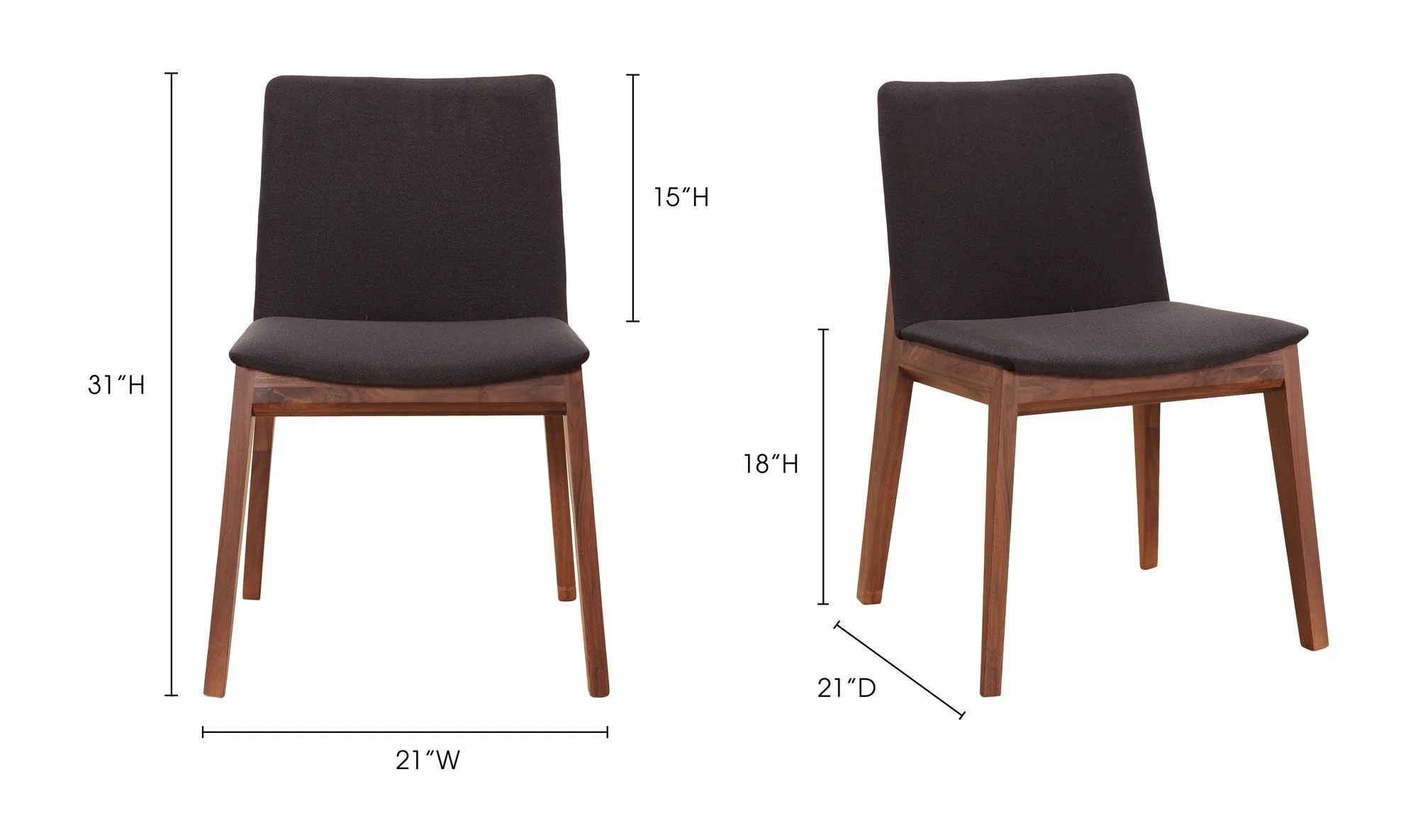 Moe's Home Deco Dining Chair Black- Set Of Two - Image 8