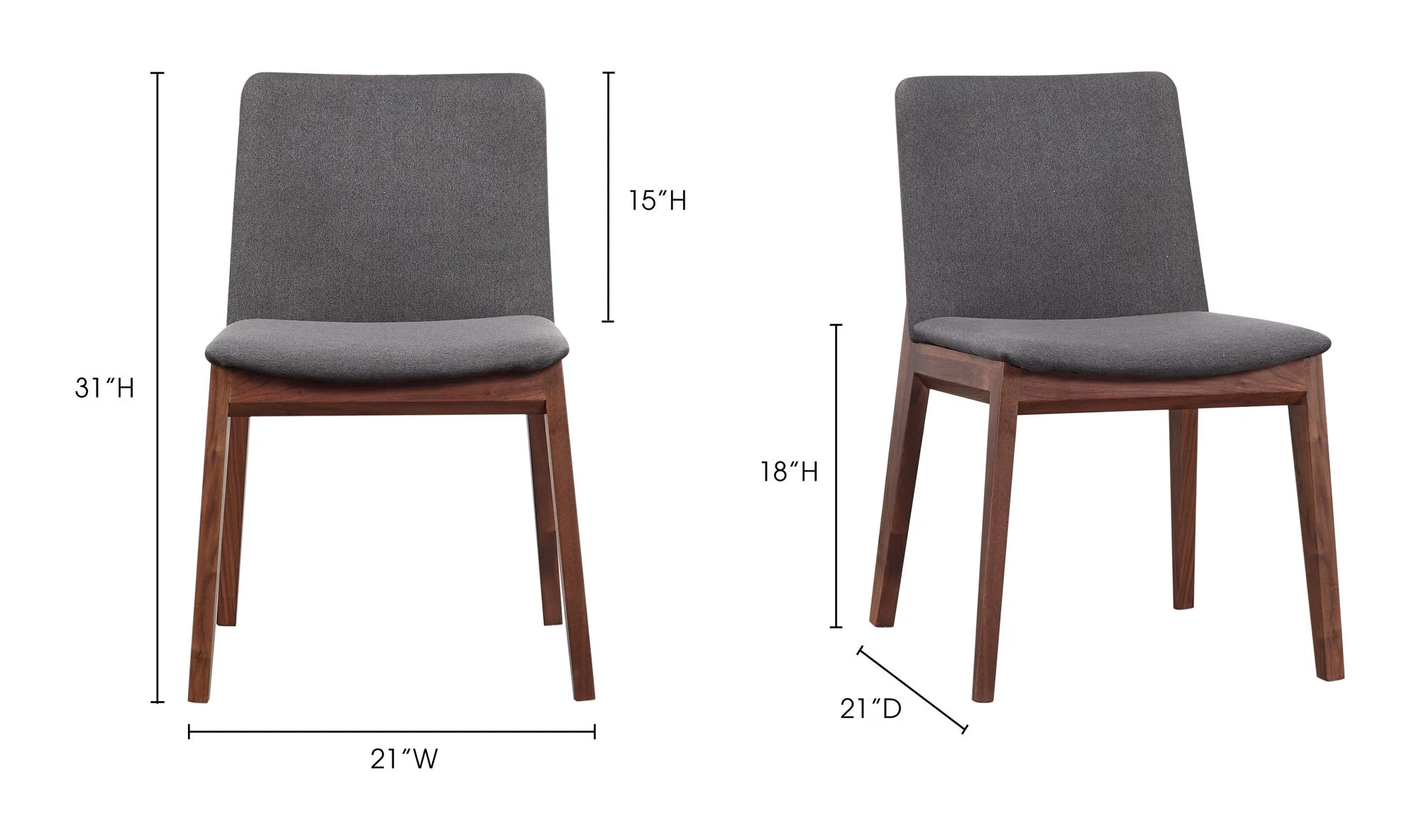 Moe's Home Deco Dining Chair Dark Grey - Set Of Two - Image 8