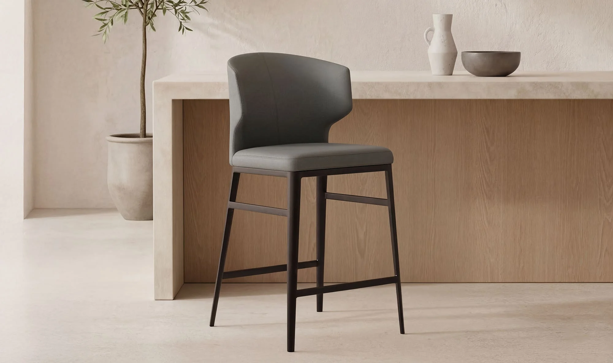 Moe's Home Delaney Counter Stool Grey - Image 2