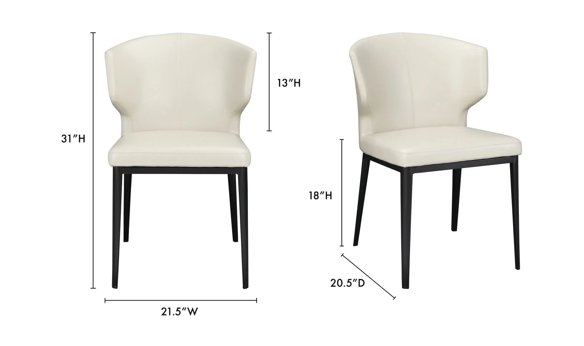Moe's Home Delaney Dining Chair Beige - Set Of Two - Image 7